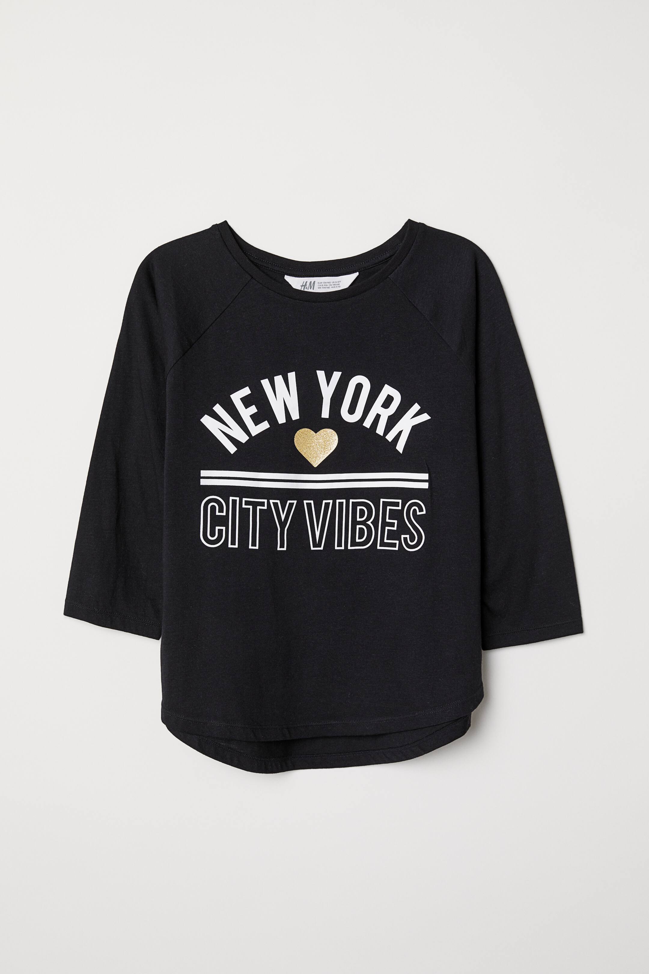 Größeres Bild ansehen: Jerseyshirt mit Druck - Schwarz/New York - Kids | H&M DE 1