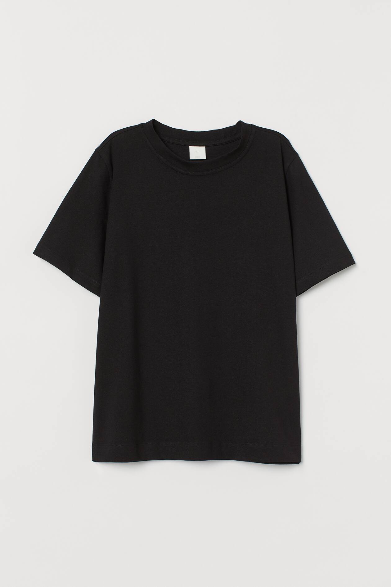 Cotton T-shirt - Round Neck - Short sleeve - Black - Ladies | H&M US