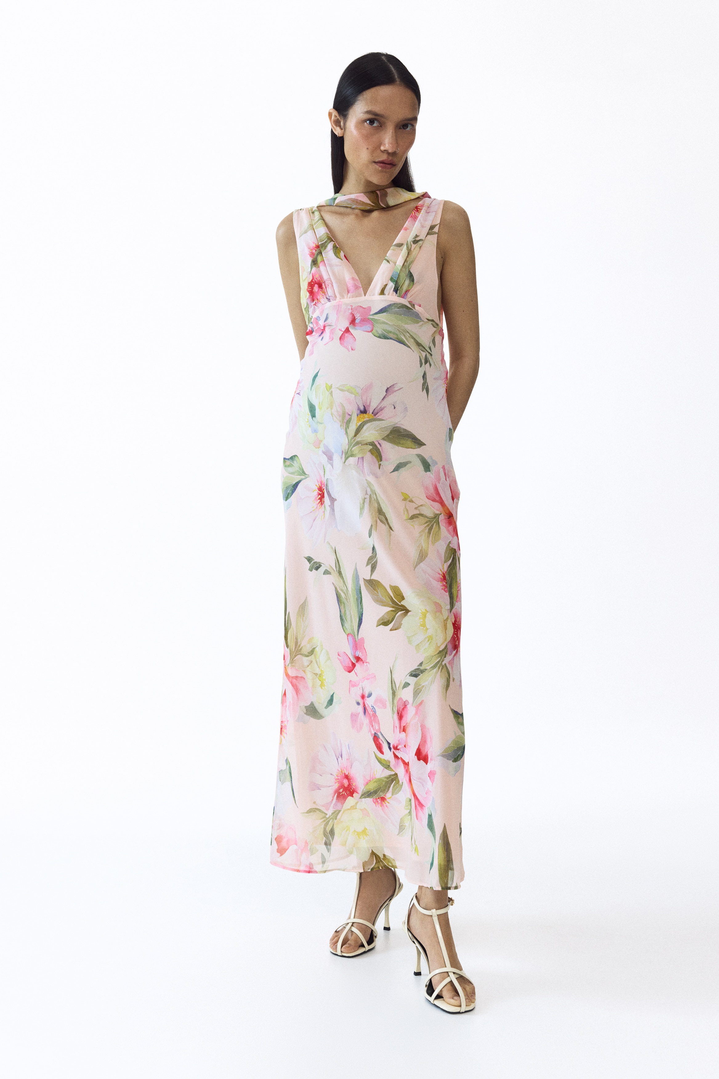 MAMA Vestido de gasa con fular decorativoAuxiliar