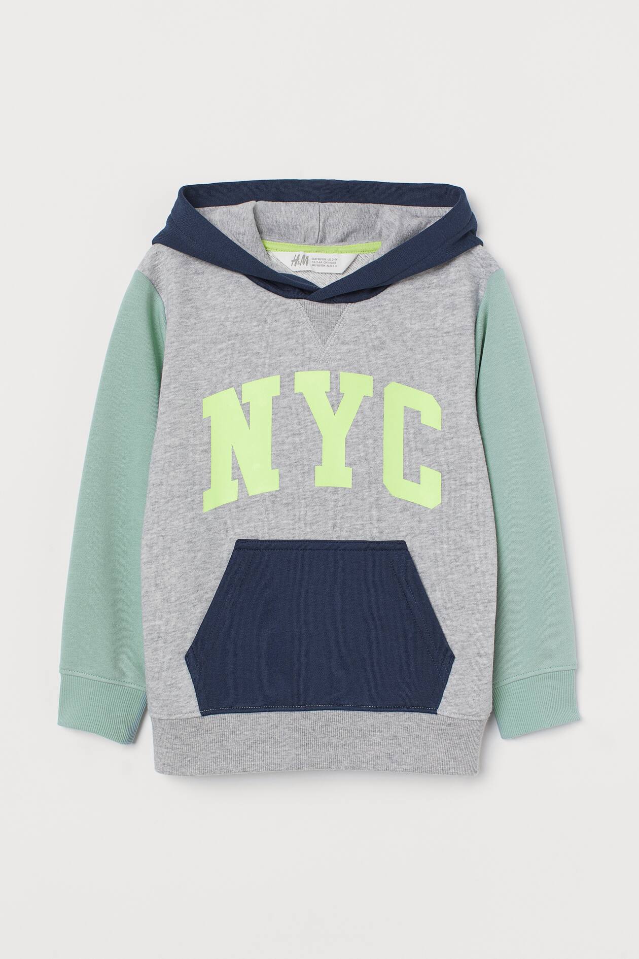 Cotton-blend Hoodie - Long sleeve - Light gray melange/NYC - Kids | H&M US