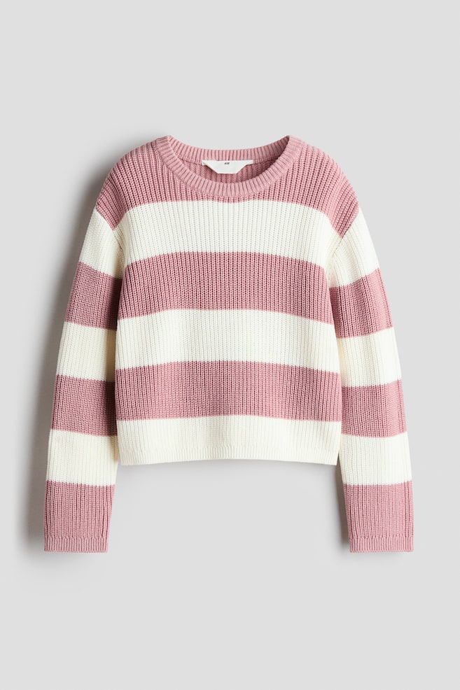 Rib-Knit Sweater - Dusty pink/striped/Blue/Cream/striped/Turquoise/striped/Lilac - 1