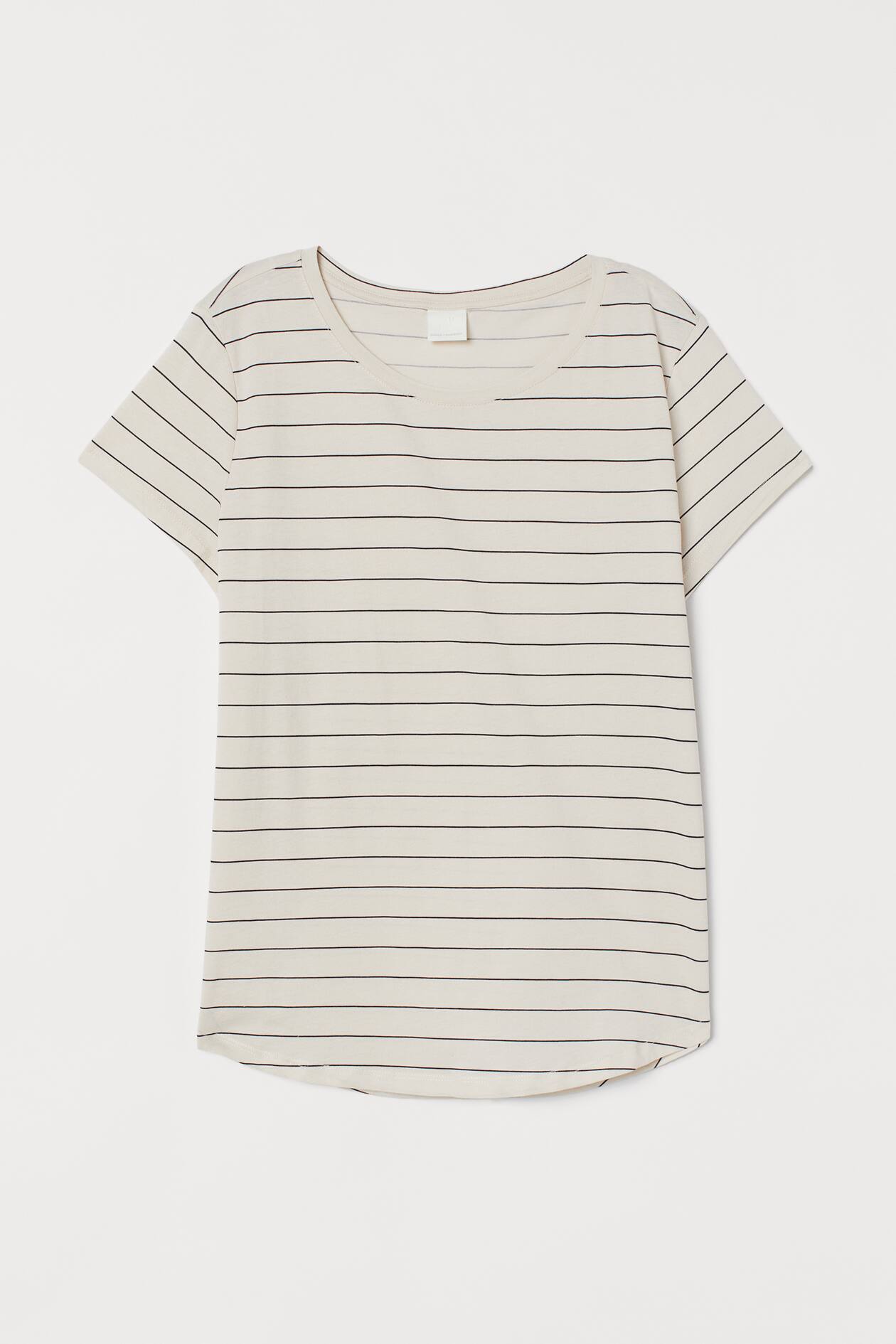 T-shirt - Short sleeve - White/striped - Ladies | H&M US