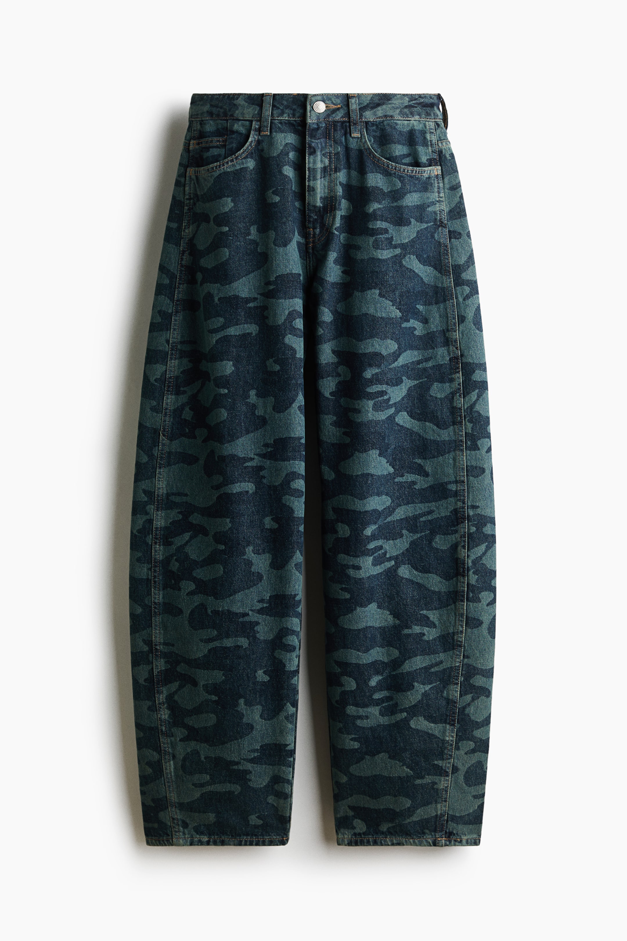 View larger image: Barrel High Waist Jeans - Denim blue/Patterned - Ladies | H&M 1