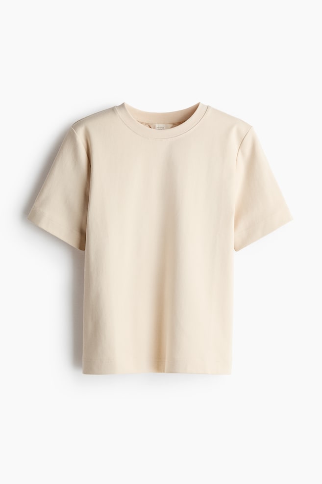 Pima Cotton T-Shirt - Cream/Black/Dark brown - 1