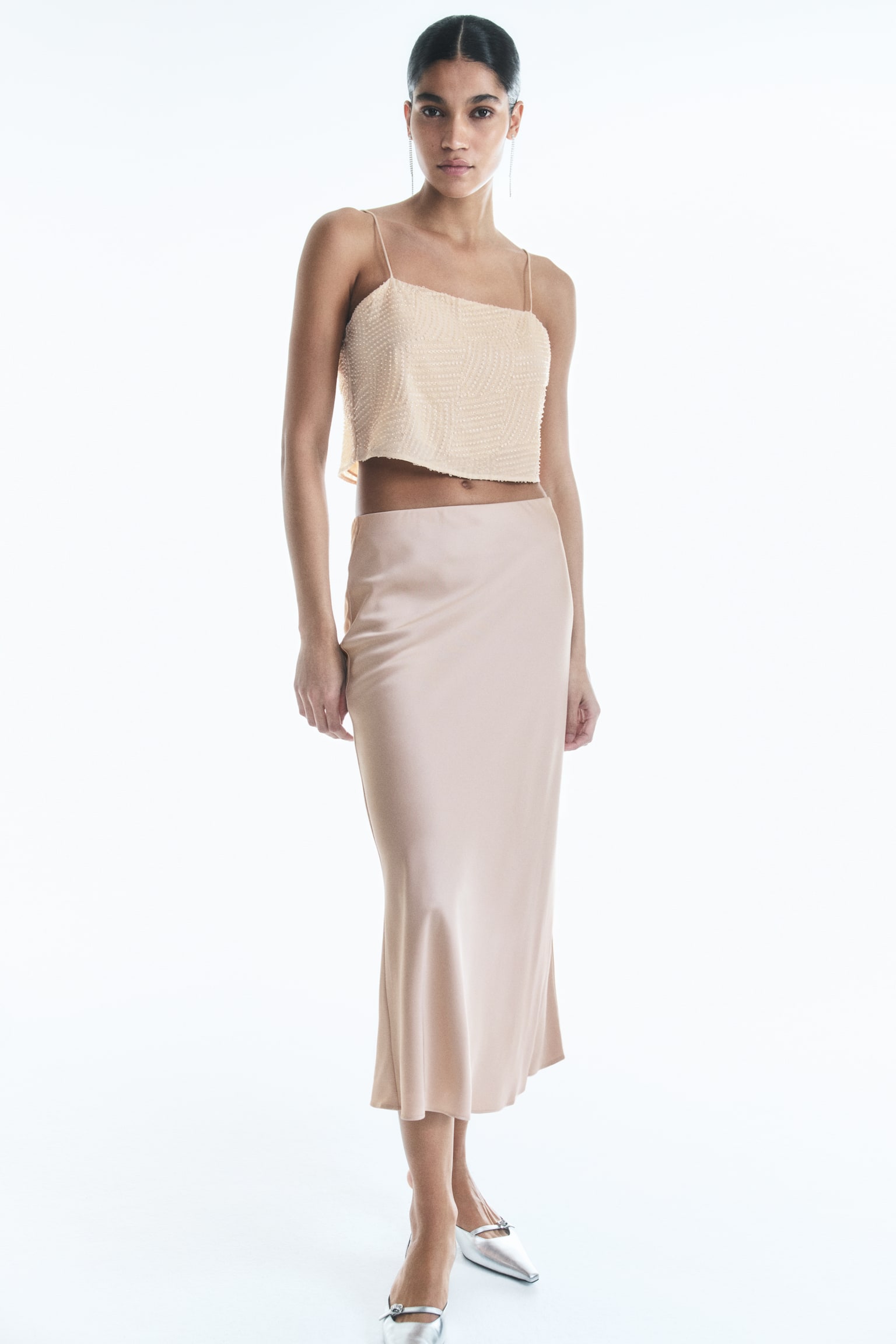 Satin Slip Skirt - Light beige - 2