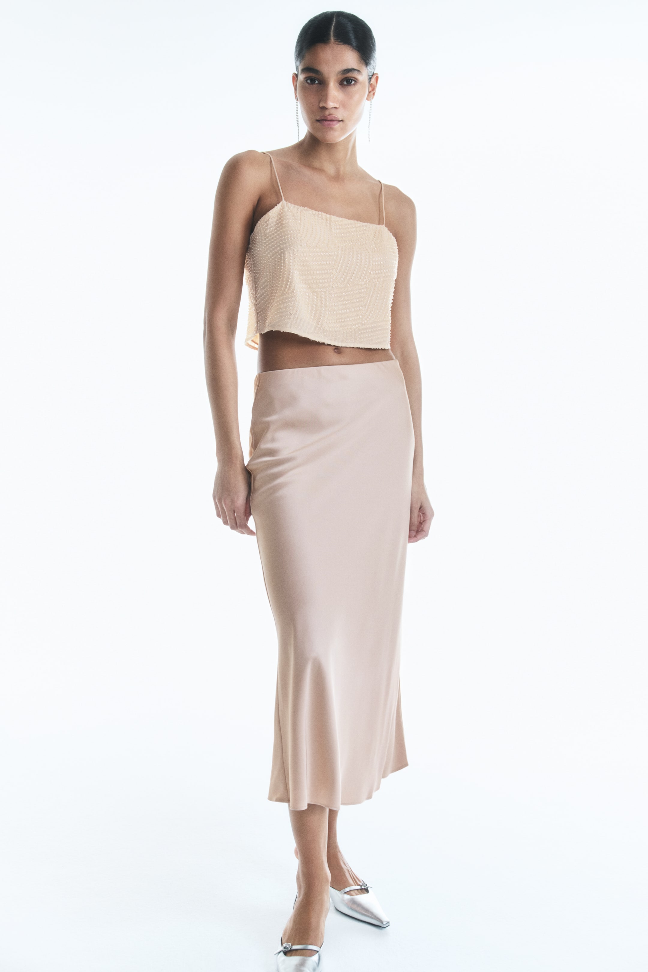 View larger image: Satin Slip Skirt - Light beige - Ladies | H&M AU 1