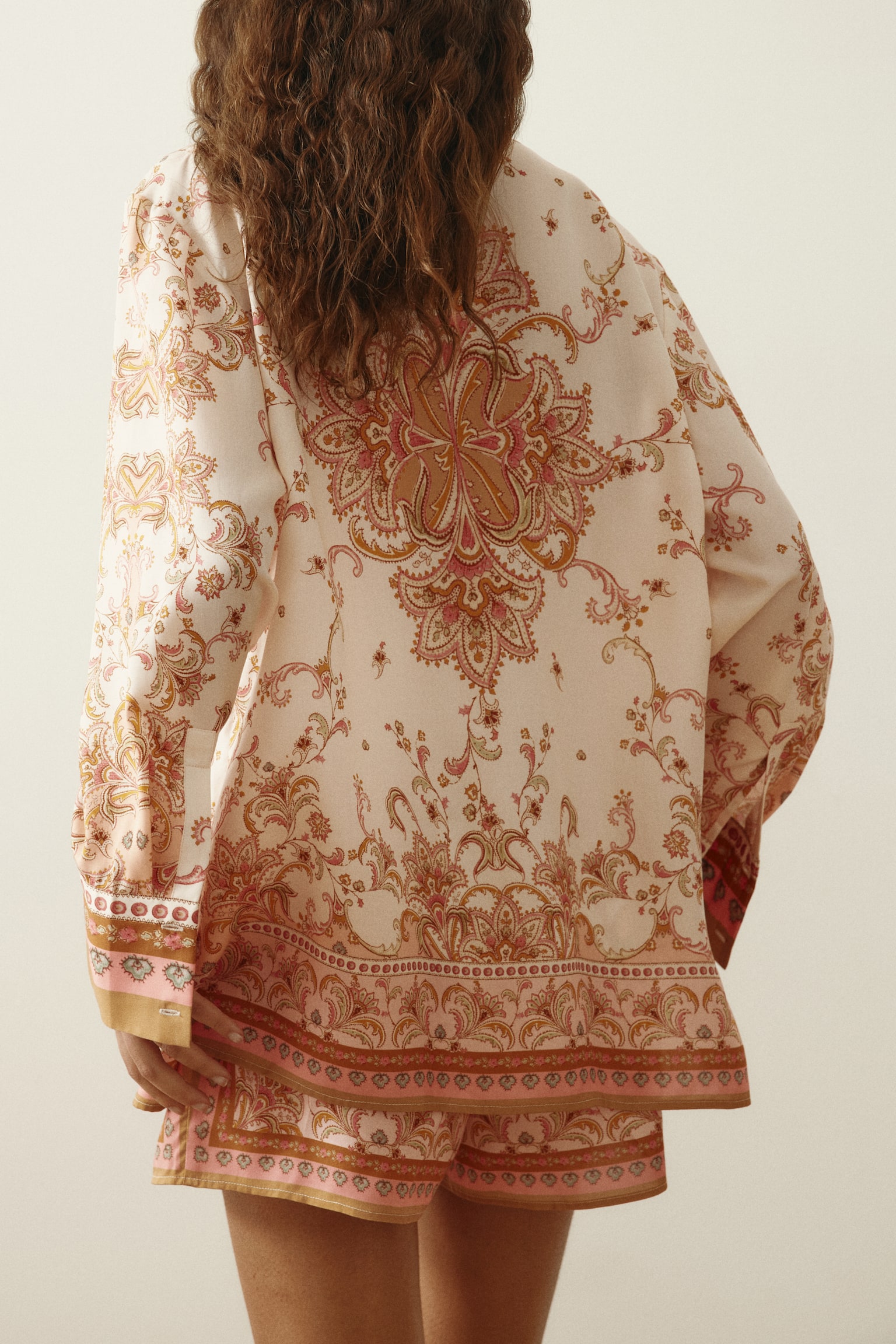 Printed Lyocell Shirt - Light beige/paisley - 5