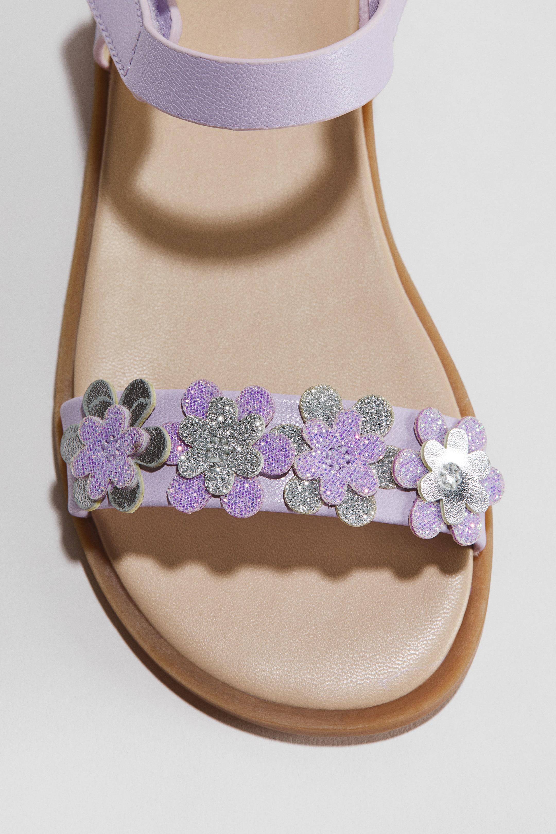 Appliquéd Ankle Strap Sandals