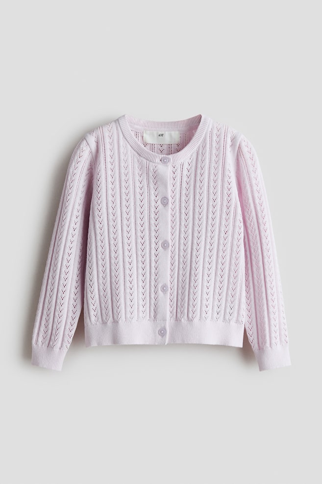 Pointelle-knit cotton cardigan - Light purple/White/Dusty purple/Cream/Light mole/Light pink/Light beige - 1