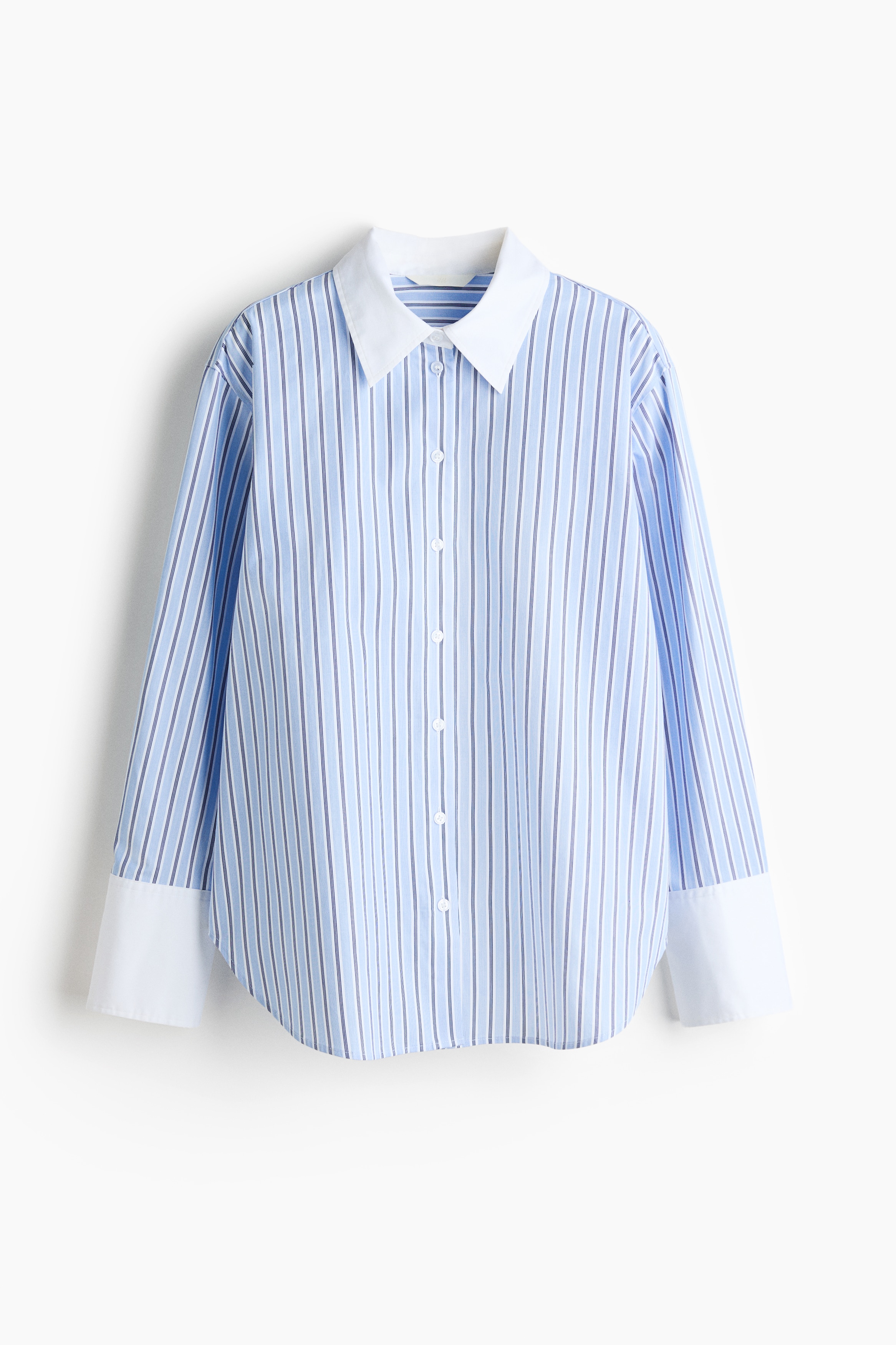 Cotton poplin shirt - Light blue/Striped/Red/Striped
