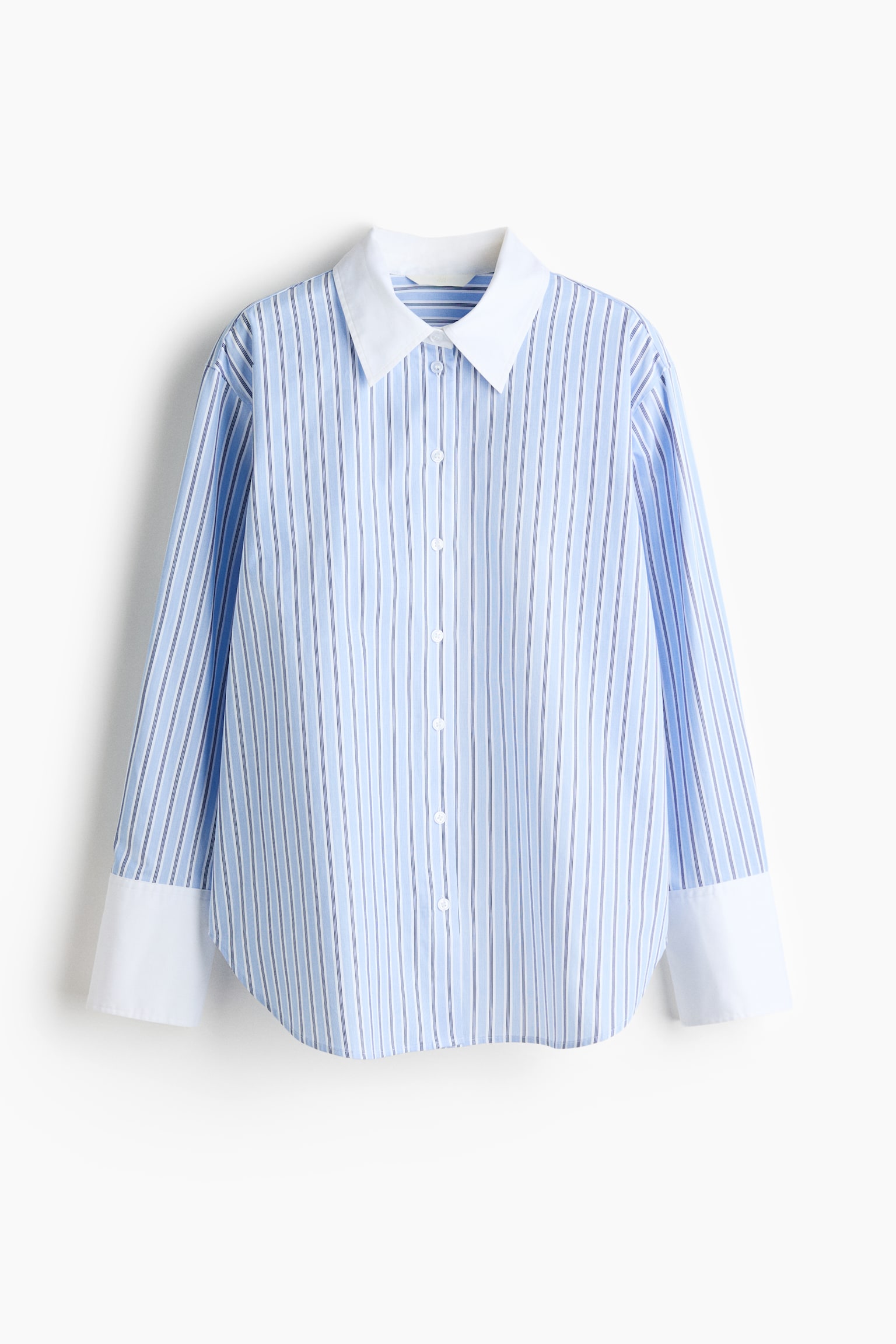 חולצה מפופלין כותנה - תכלת/פסים - 2
