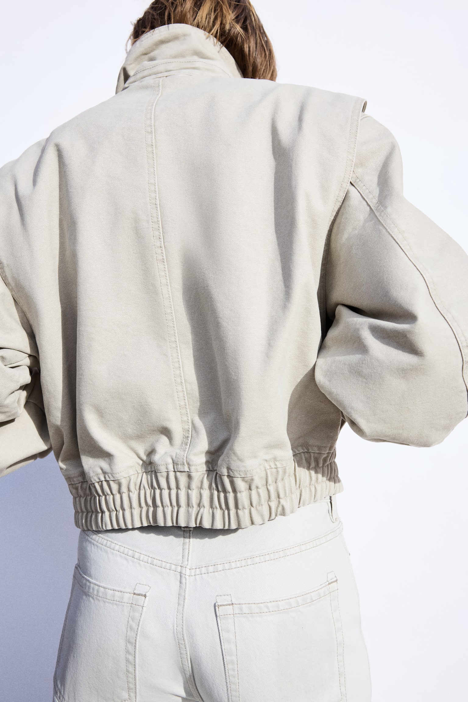 Padded canvas jacket - Beige - 7