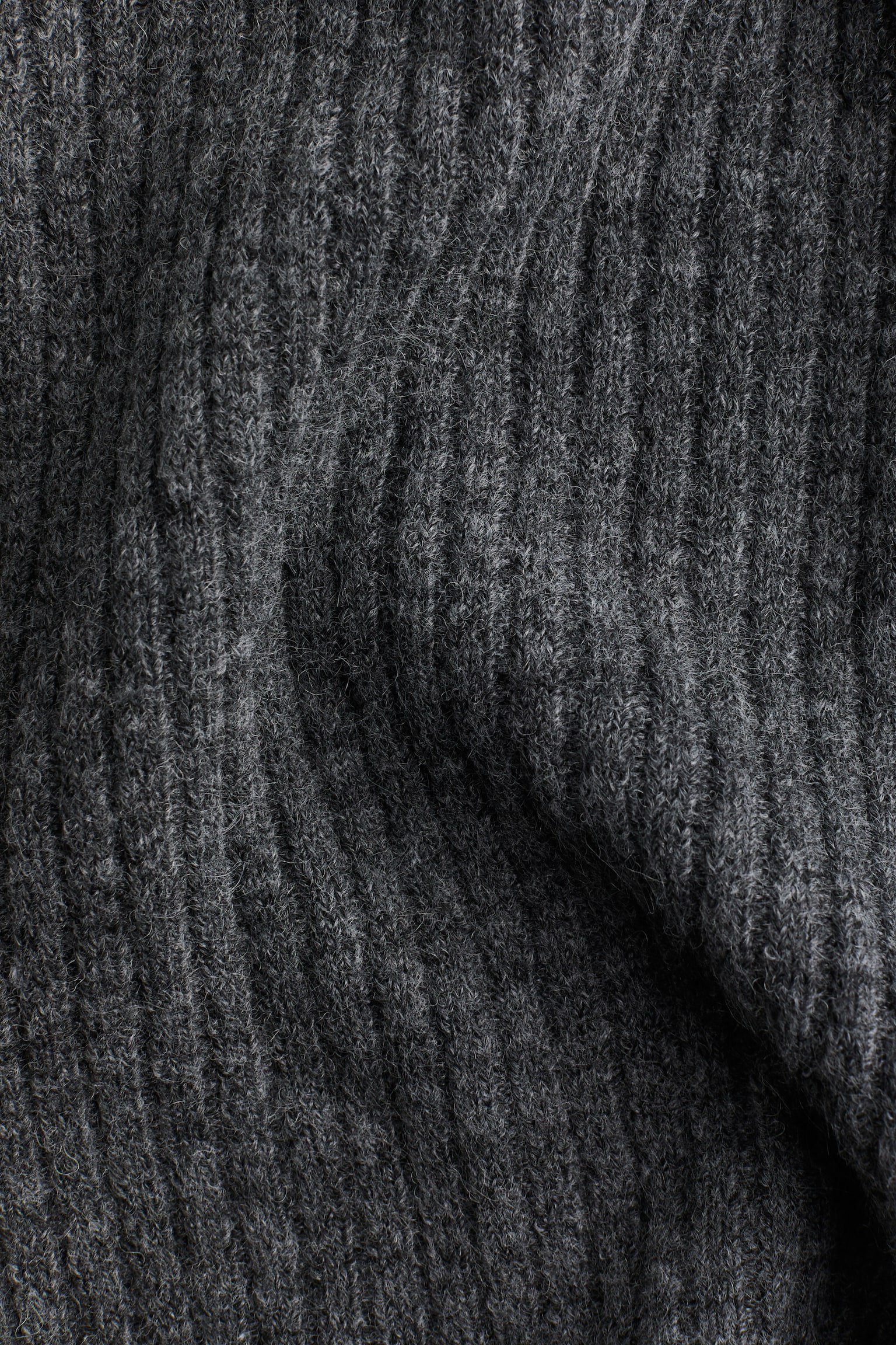 Oversized polo-neck jumper - Dark grey marl/Light beige marl/Striped/Natural white/Striped/Light beige marl/Cream - 3