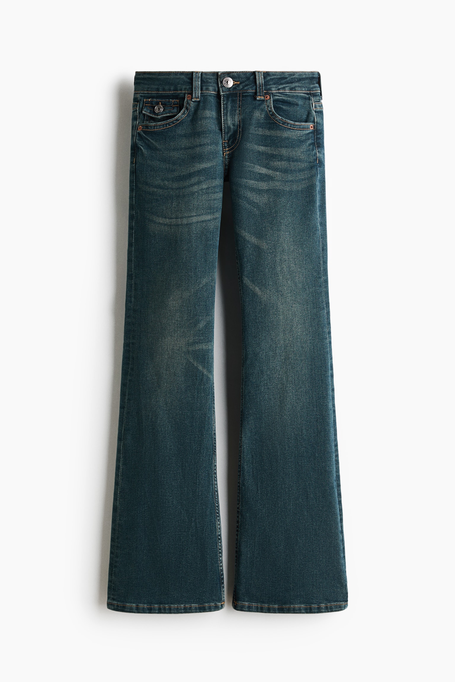 Flared Low Waist Jeans - כחול ג'ינס כהה/כחול ג'ינס בהיר/שחור - 1
