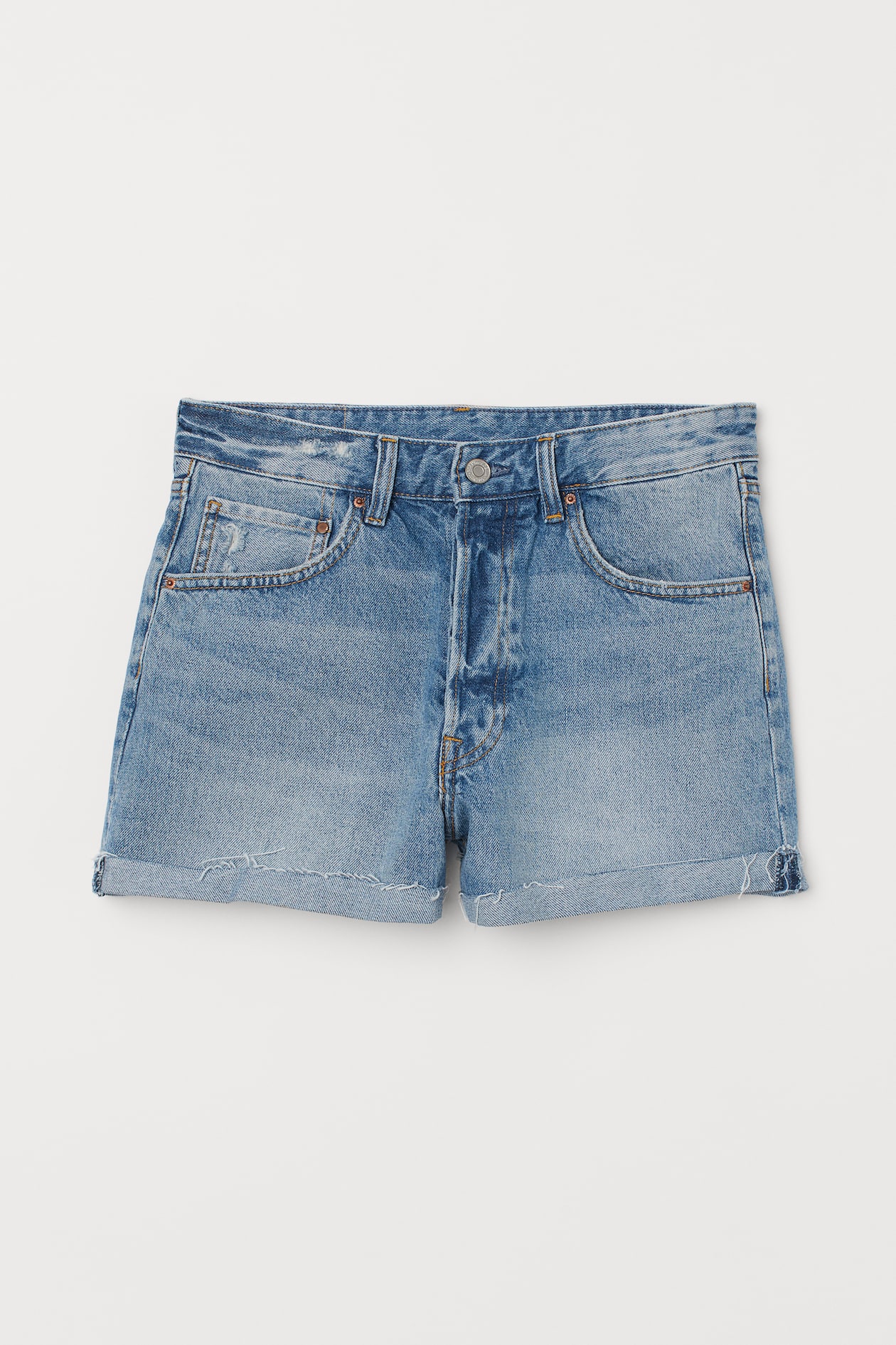 Mom Fit Denim Shorts - High waist - Denim blue - Ladies | H&M US