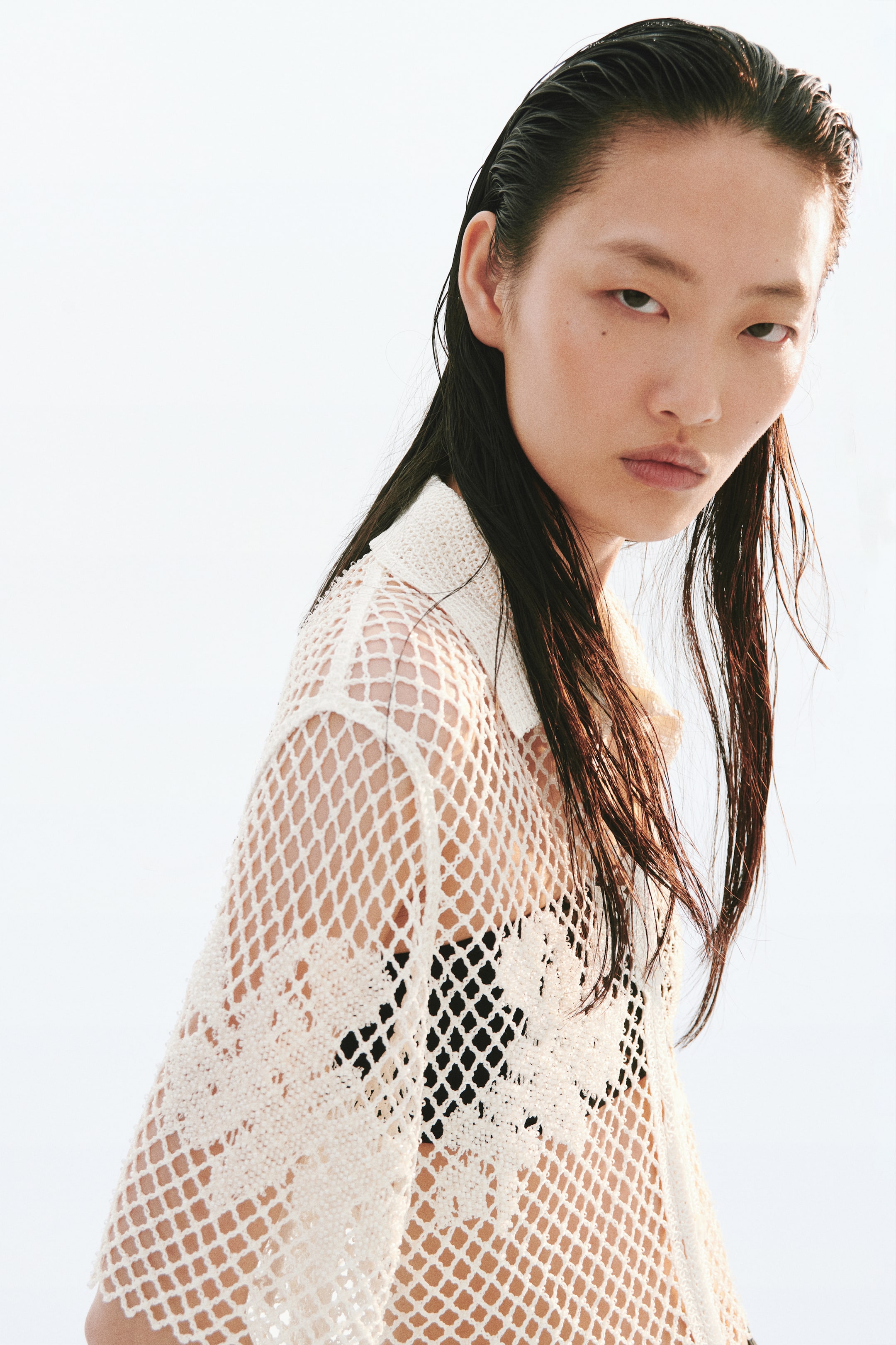 Женские рубашки H&M Bead-Detail Crochet-Look Shirt — фото 3
