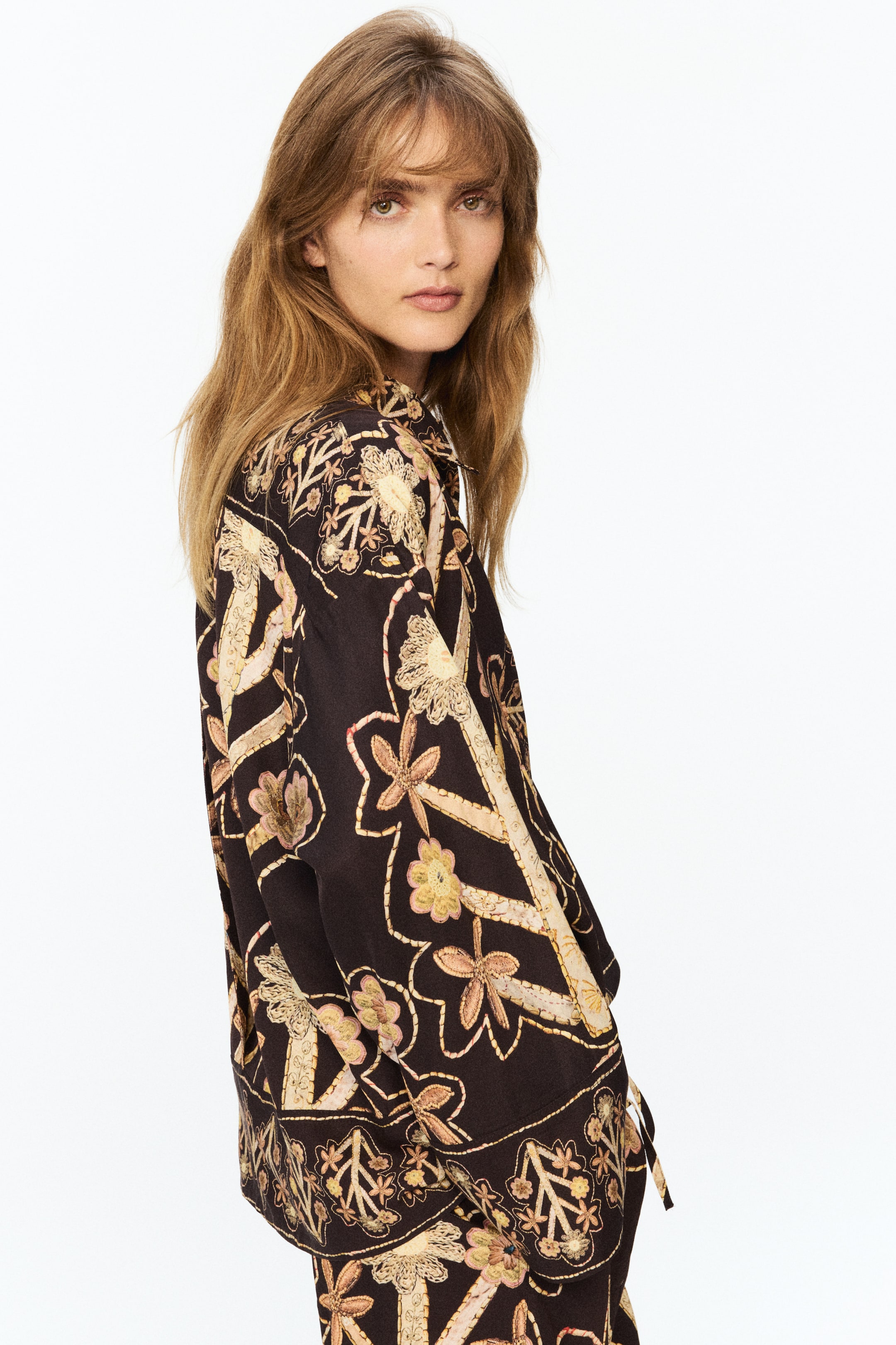 Chemise à enfiler avec imprimé fleuri