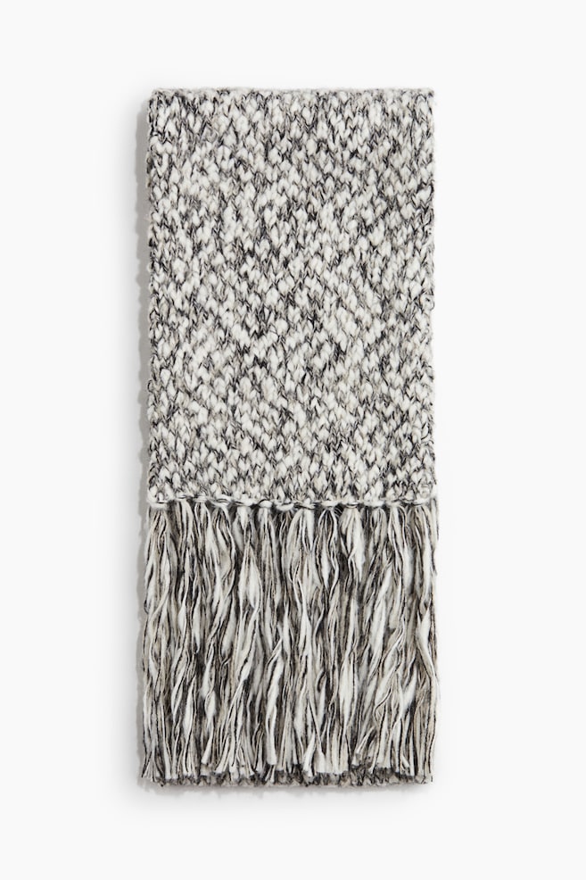 Chunky-knit scarf - White/Black marl - 1