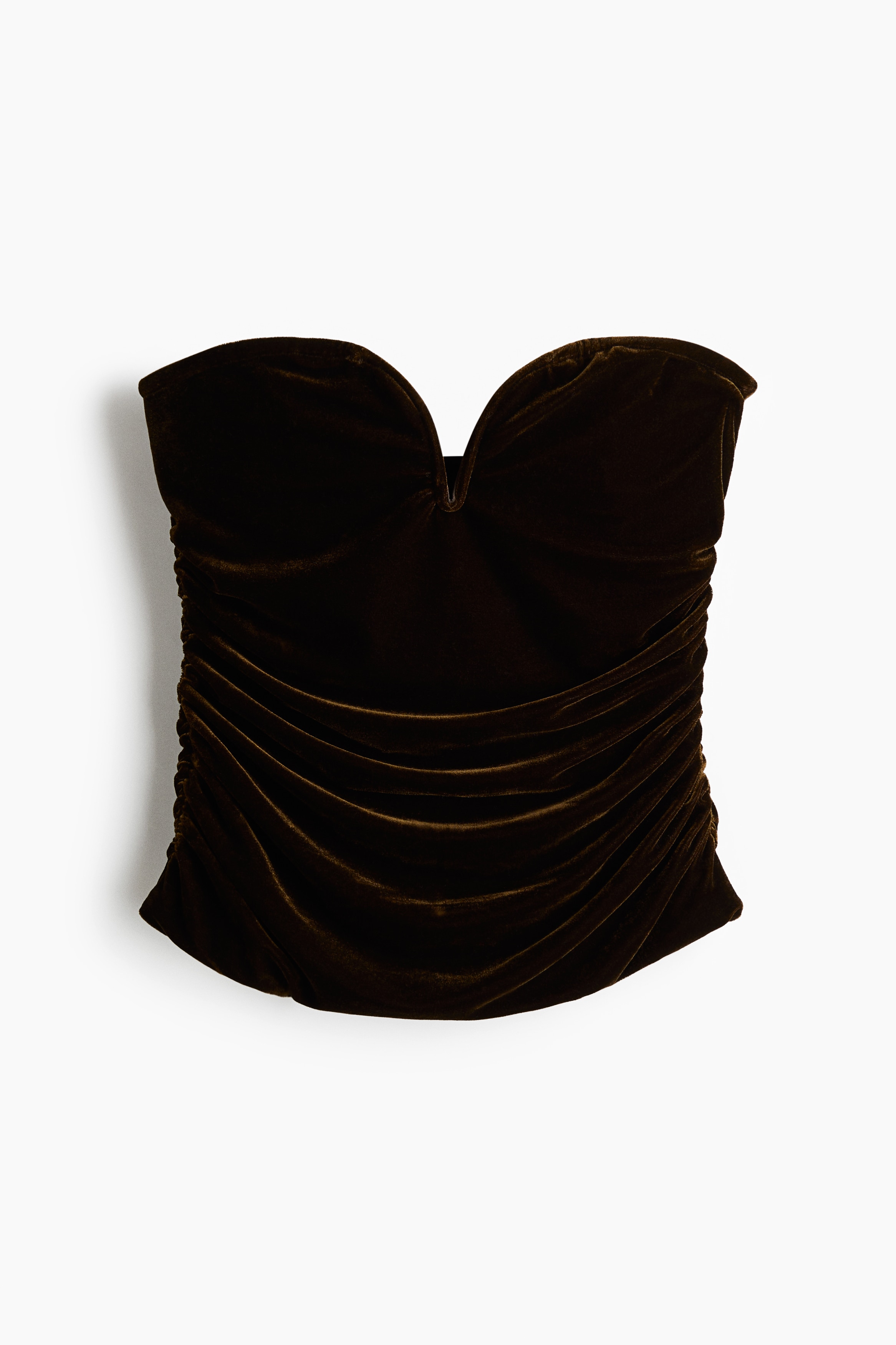 Top drapat fără bretele - Verde-închis