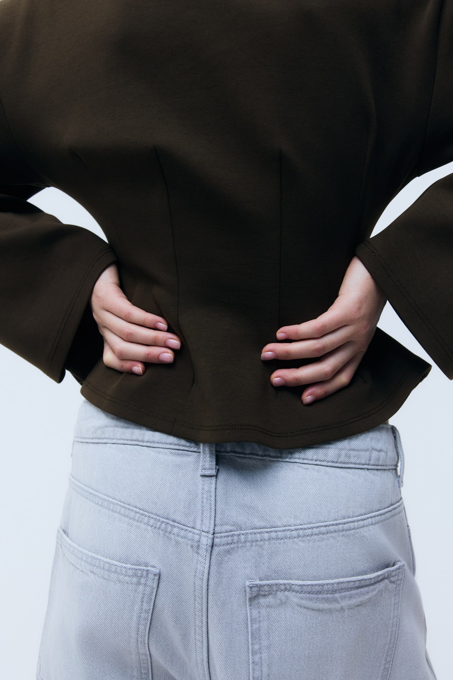 Taliowany top interlokowy - Ciemna zieleń khaki/Jasnobeżowy/Czarny - 6