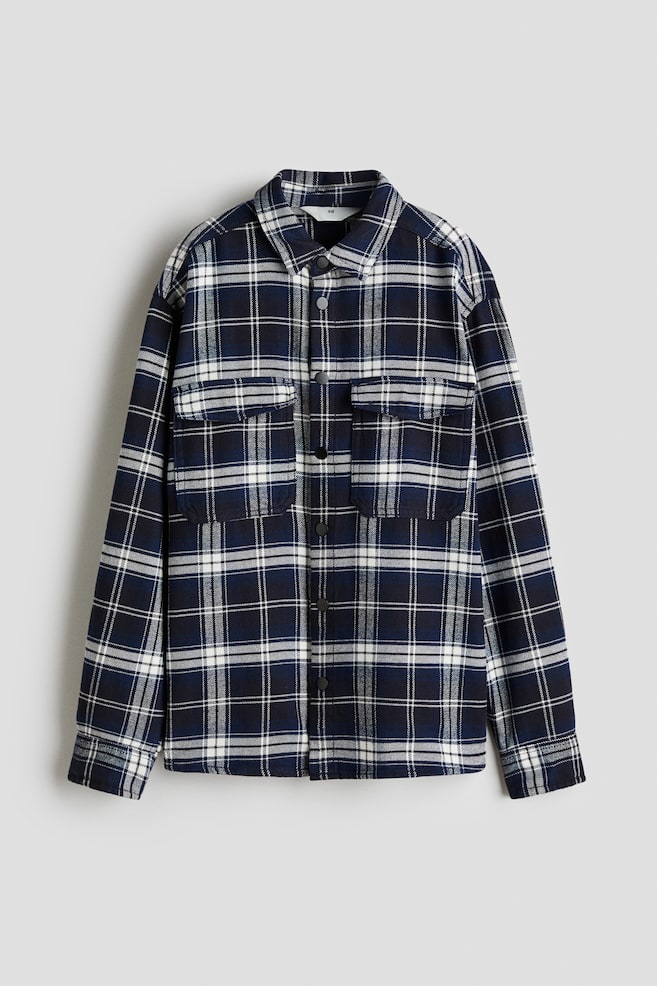 Overshirt aus Baumwollflanell - Marineblau/Kariert - 1