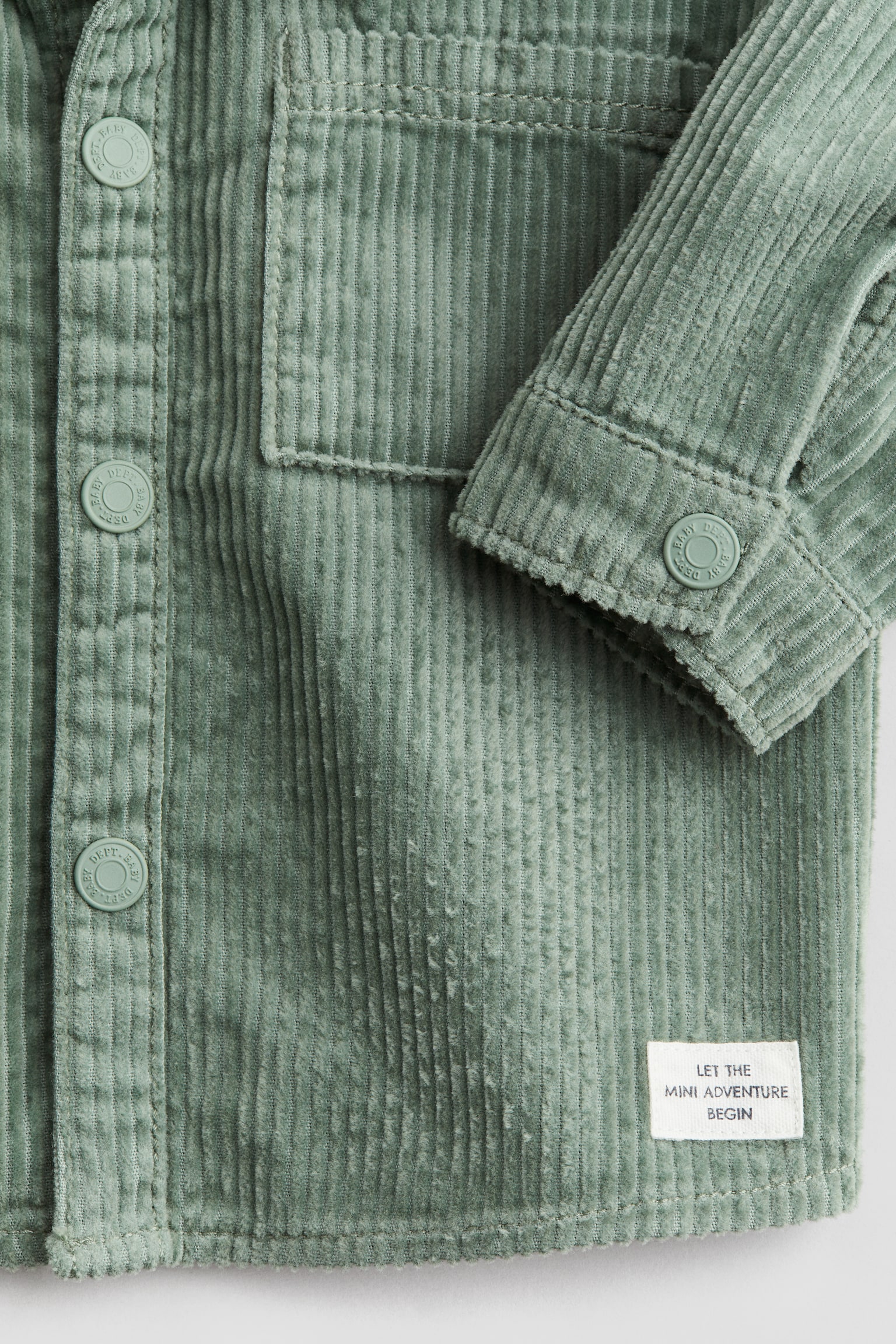 Cotton corduroy shirt - Green/Dark grey - 2