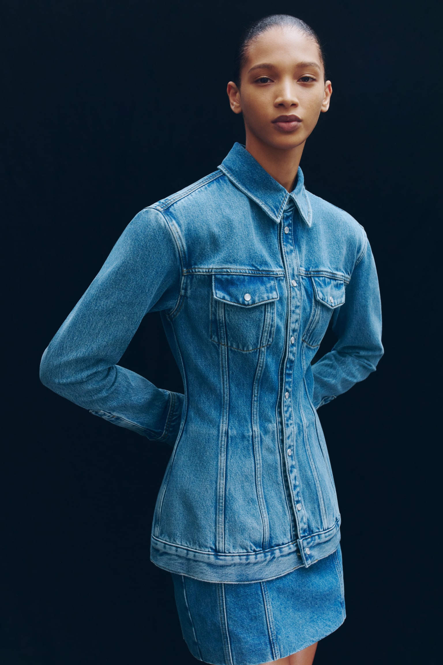 Denim hourglass jacket - Light denim blue - 1