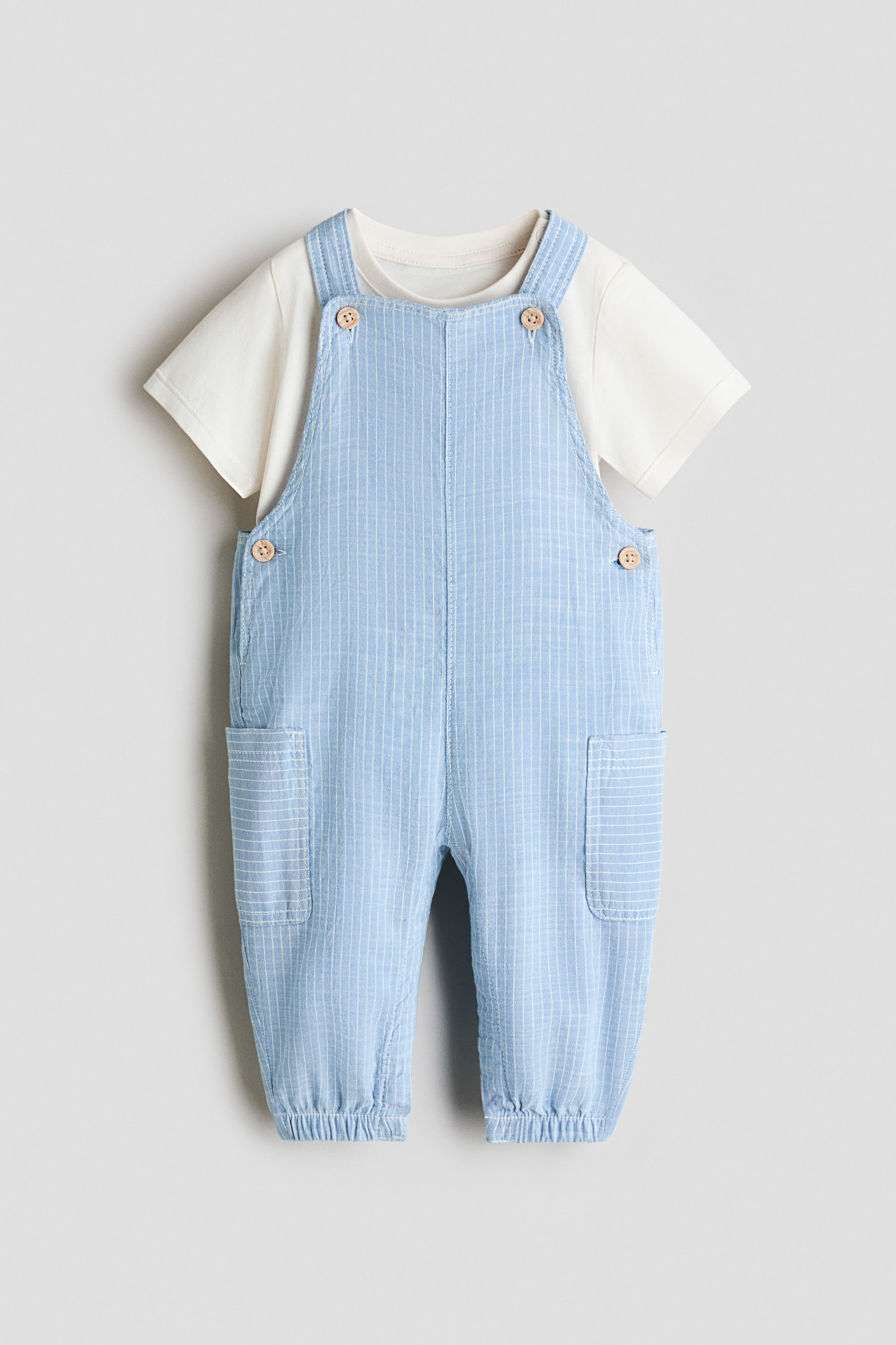 View larger image: 2-piece cotton set - Light blue/Cream - Kids | H&M GB 1
