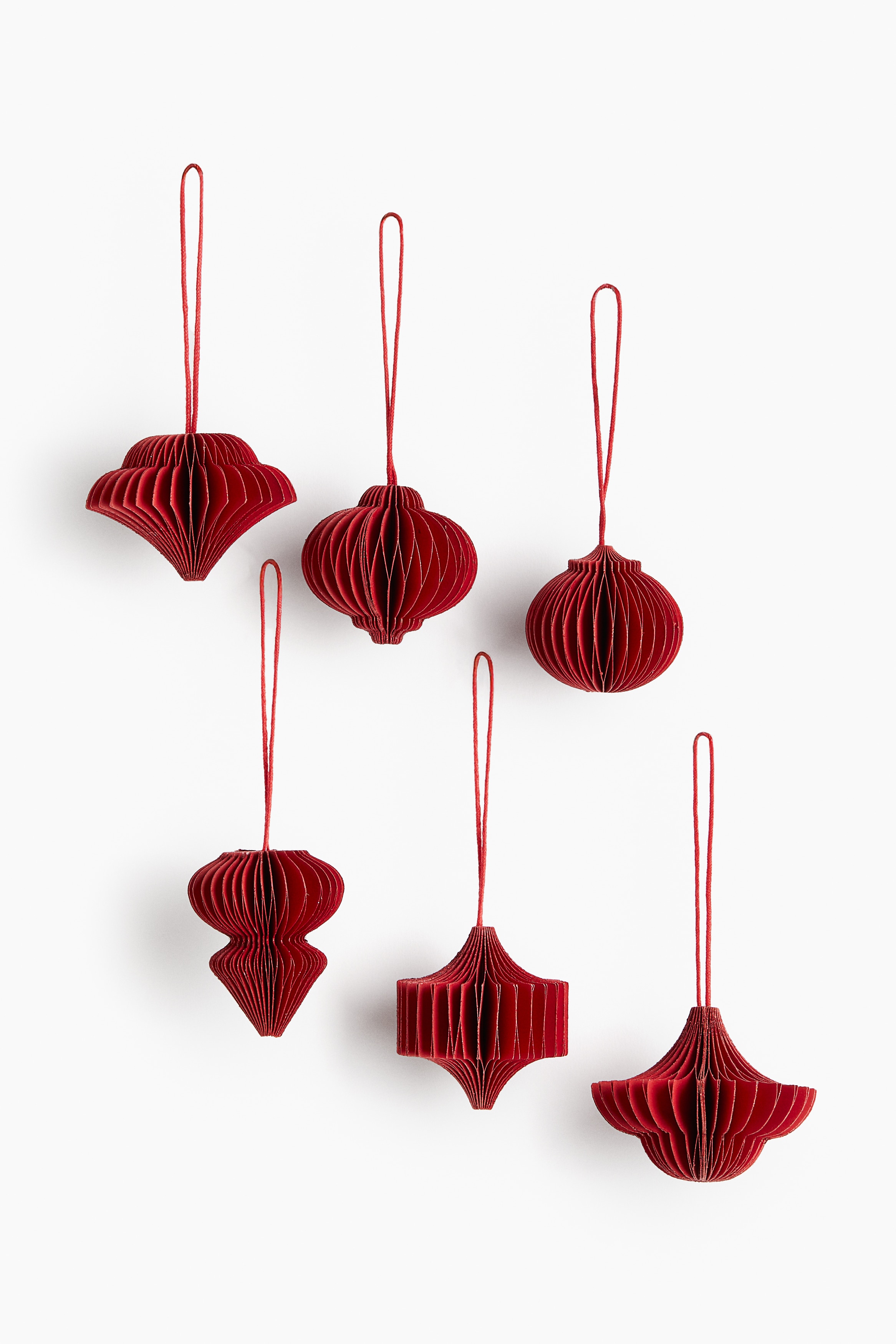 H&M Home  - Set van 6 papieren kerstdecoraties - Rood