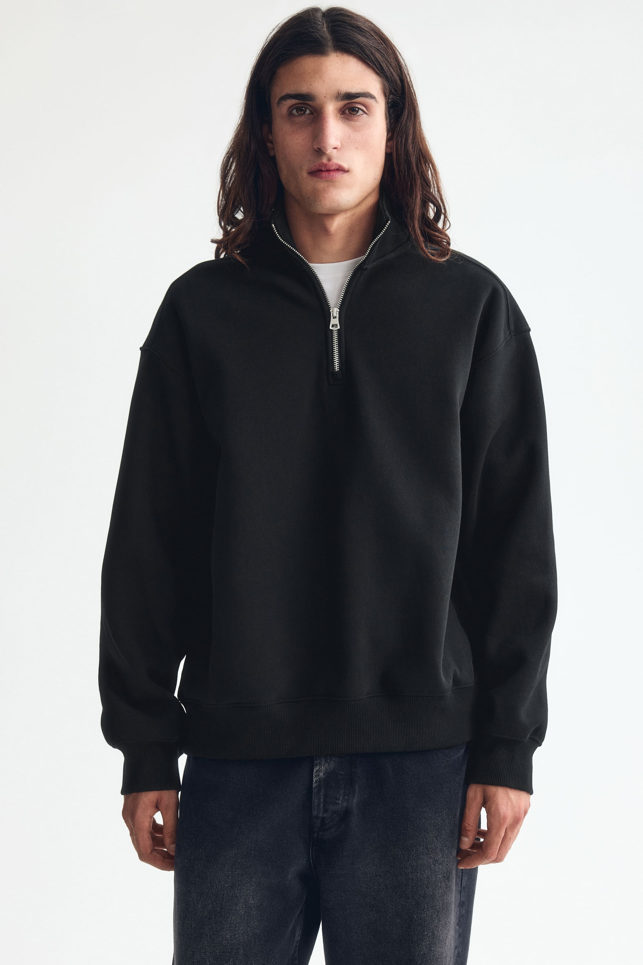 Vis større bilde: Loose Fit Sweatshirt med glidelås - Sort - Men | H&M NO 1