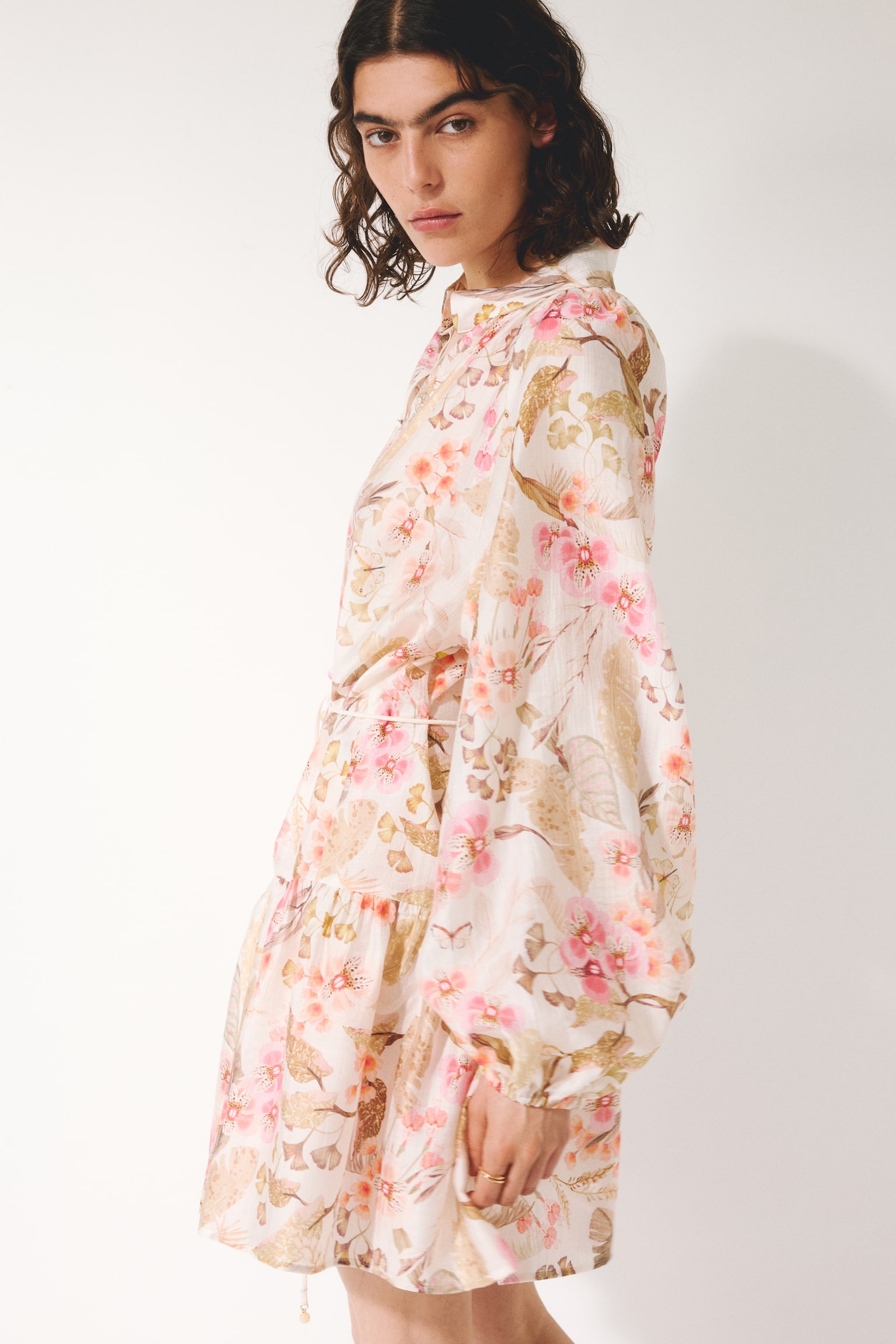 Short tunic dress - Cream/Floral - 4