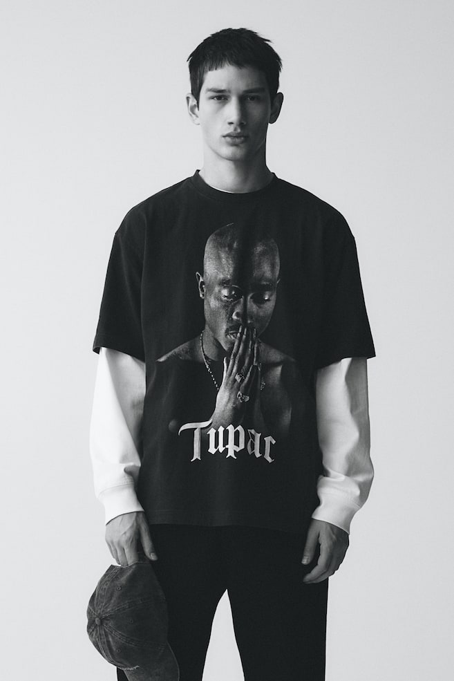 Loose Fit Printed T-shirt - Black/2Pac/Black/2Pac - 1