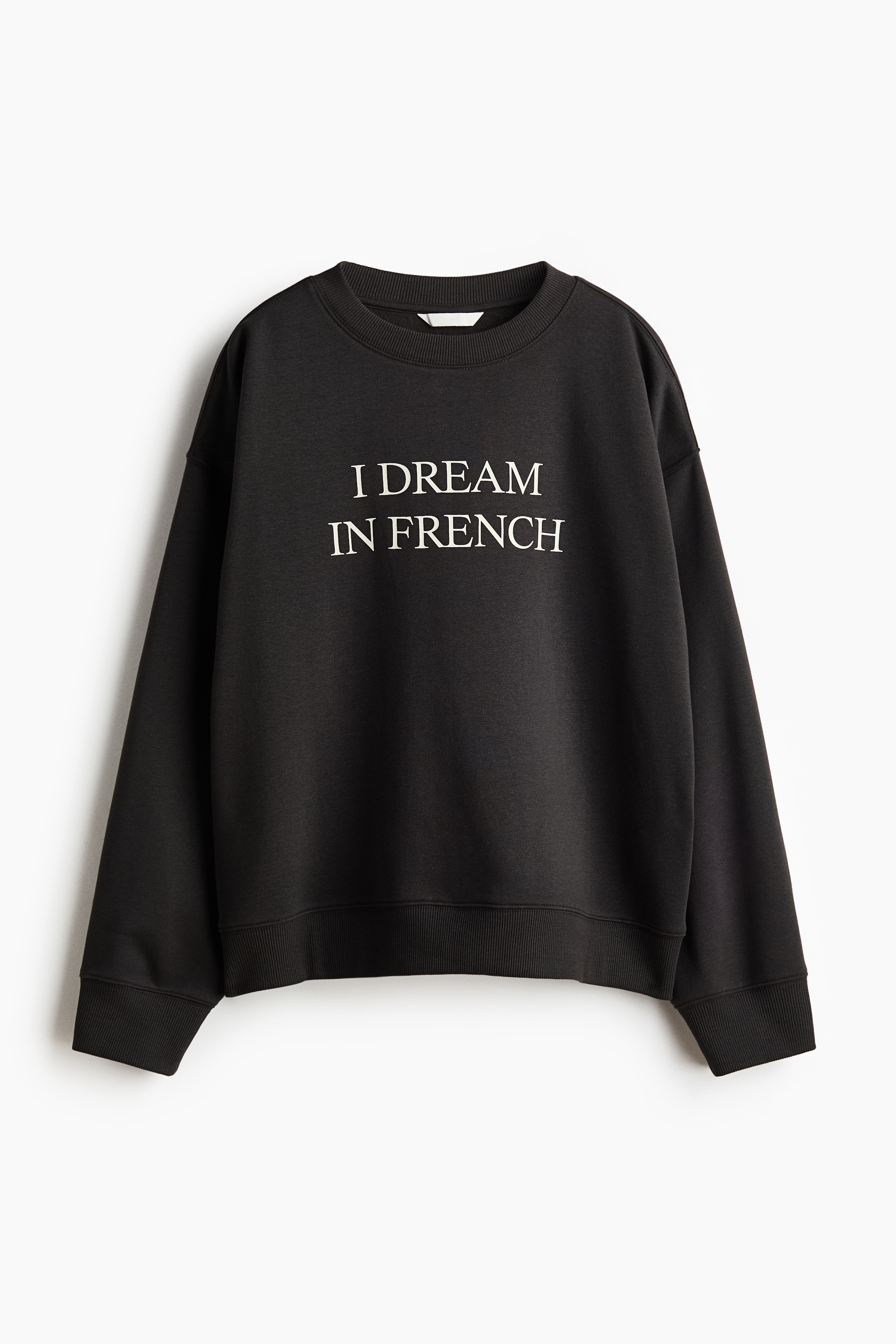 Sweatshirt with Text Motif - Black/I Dream in French/Light pink/Athlétisme Parisien/Dark blue/Le Marais Académie/Dark brown/Atelier Fleur/Light gray melange/Paris/Dark gray/Brunch/Light turquoise/Art Collective/Light gray/Athletics/Navy blue/The Poetry Society/Orange/Paris/Cream/Le Club/Burgundy/Running Club