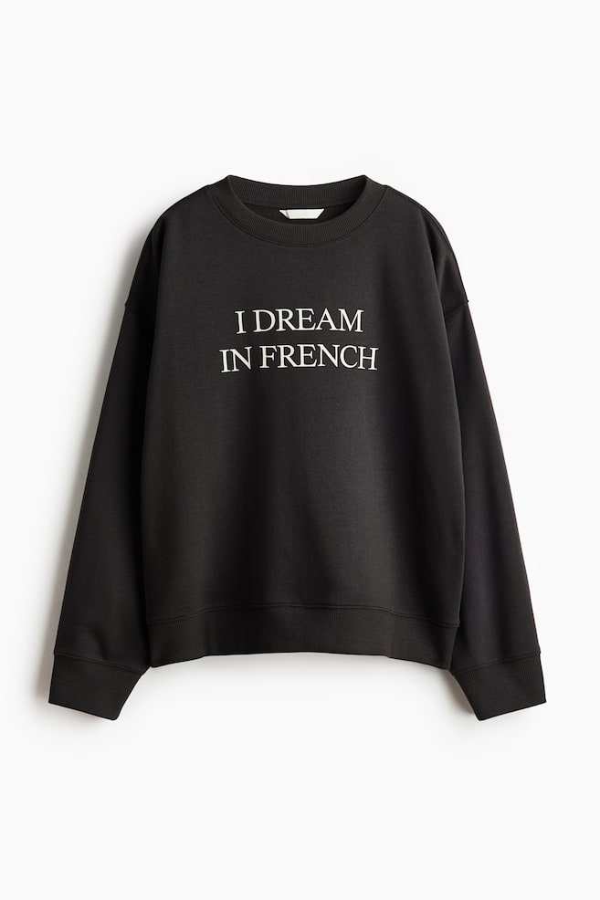 Sweatshirt with Text Motif - Black/I Dream in French/Dark blue/Le Marais Académie/Navy blue/The Poetry Society/Dark green/École de Sport/Dark brown/Atelier Fleur/Light gray melange/Paris/Dark gray/Brunch/Light turquoise/Art Collective/Light gray/Athletics/Light pink/Athlétisme Parisien/Orange/Paris/Cream/Le Club/Burgundy/Running Club - 1