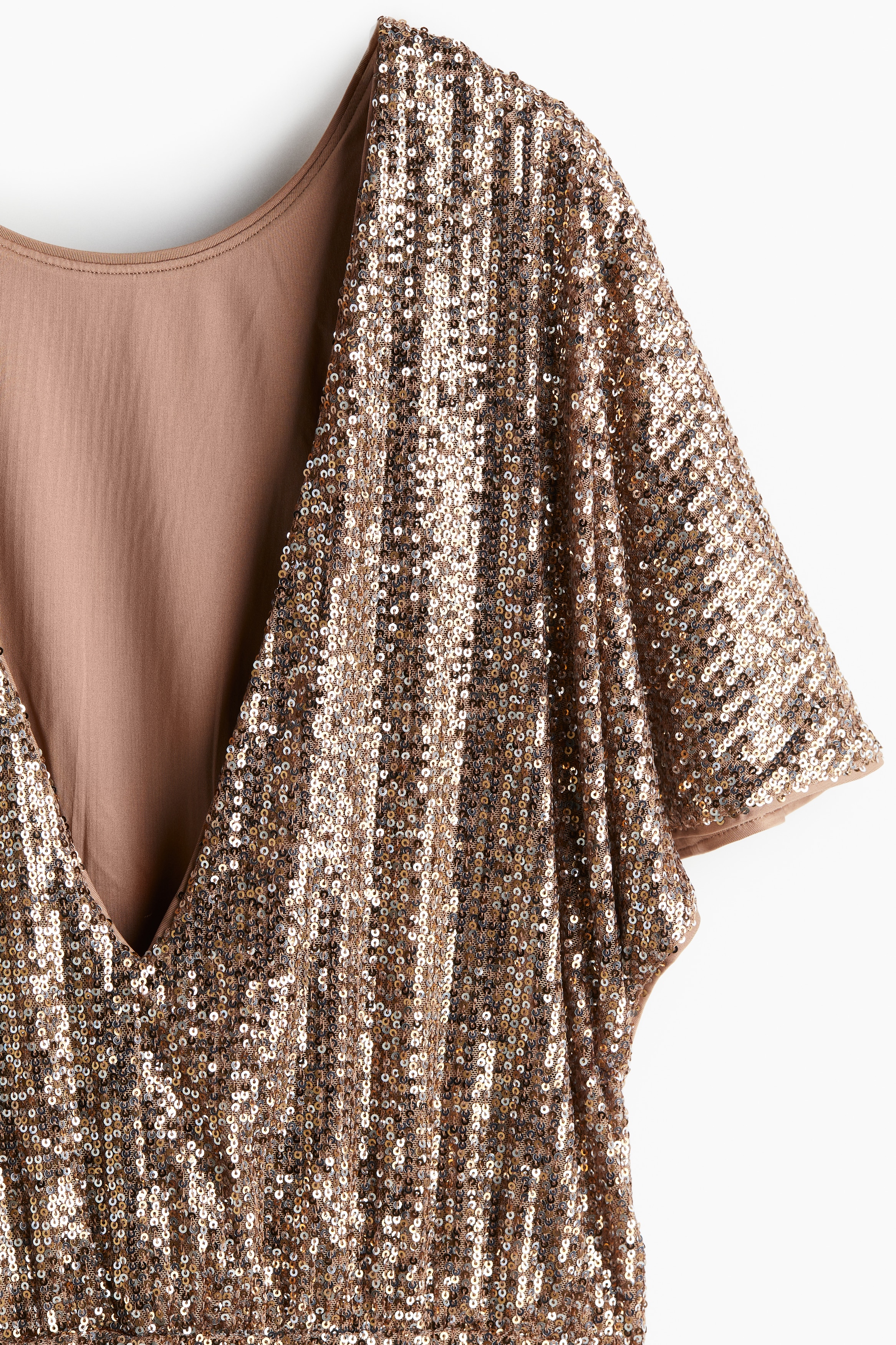 Women's Light brown Sequined deep-back dress | H&M GB
