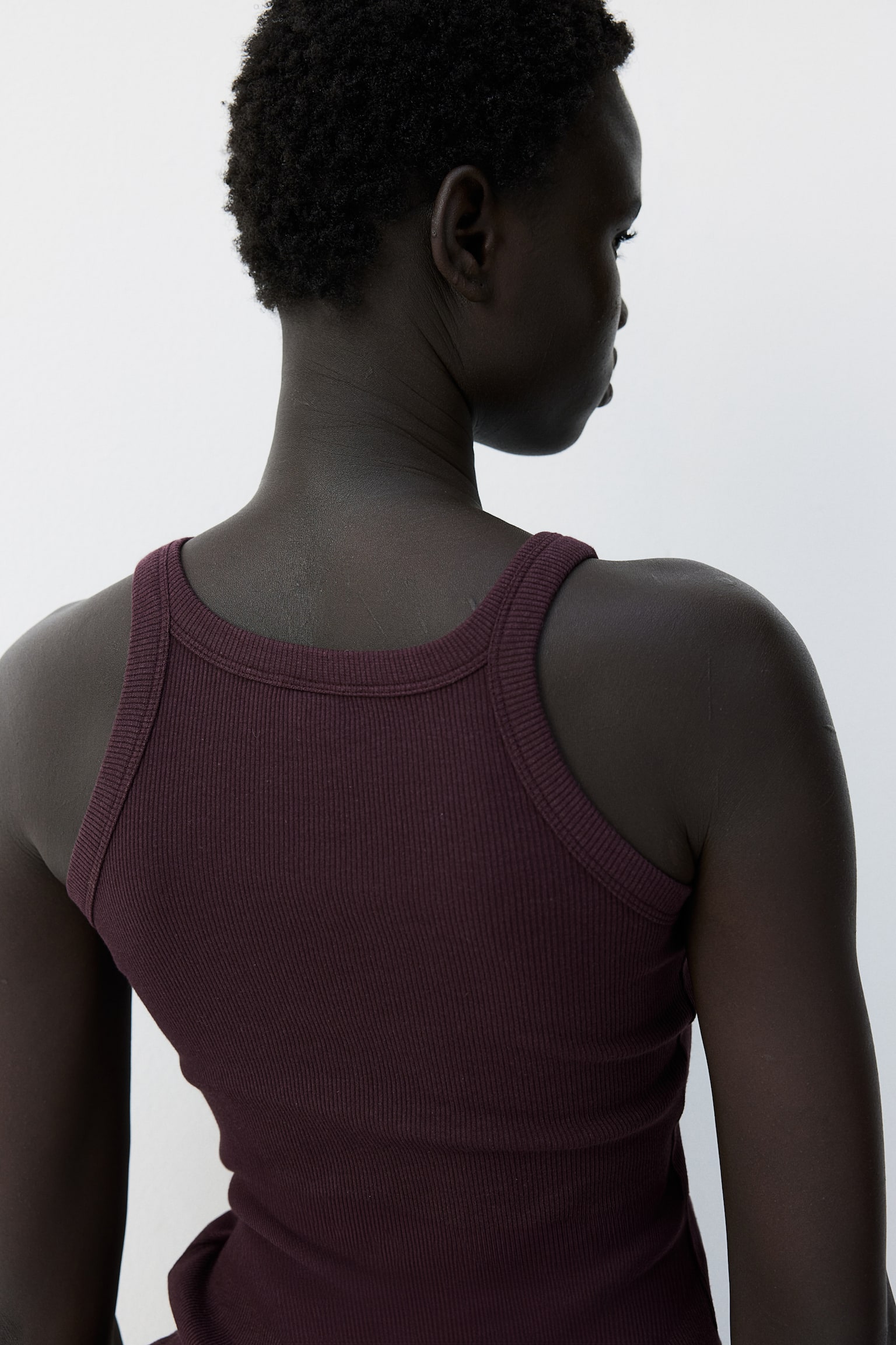 Ribbed vest top - Burgundy/Powder pink/White/Light blue striped/Dark beige/Light khaki green/Light grey marl/Black/White/Light beige/Sage green/Dusty blue/Mint green - 5