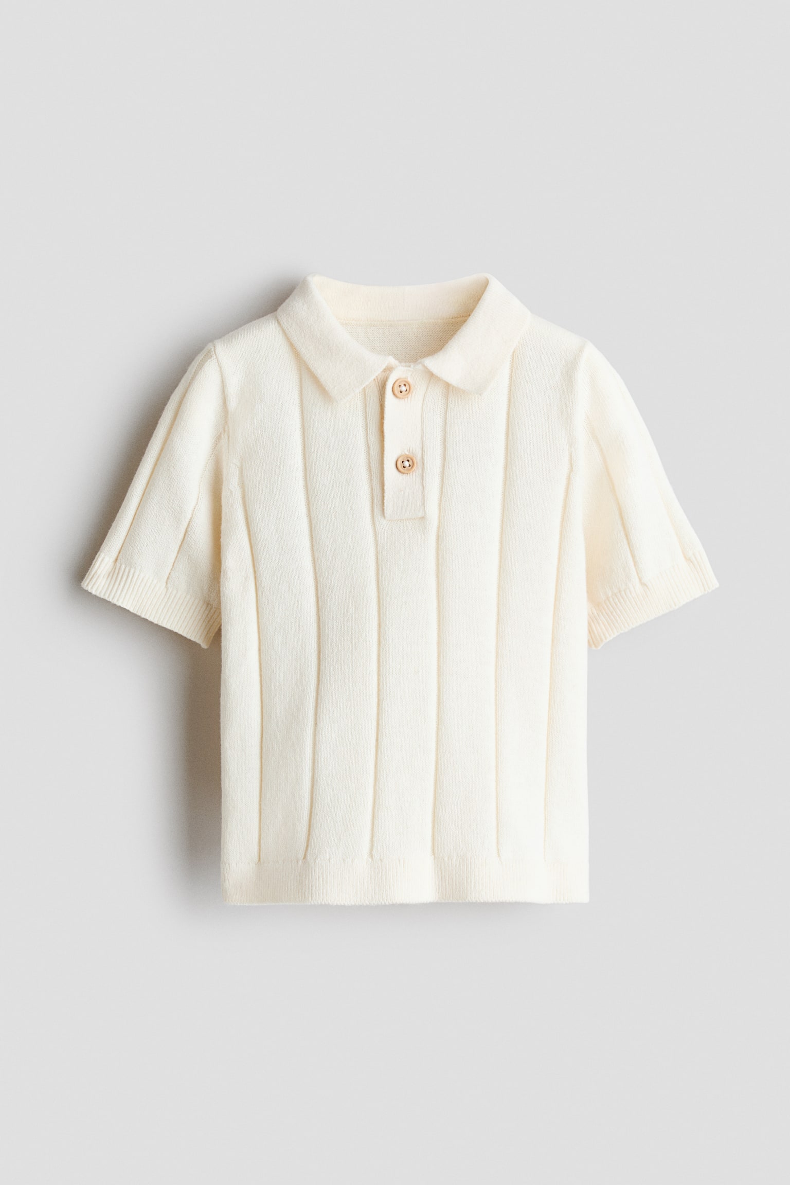 Knitted polo shirt - Cream/White/Blue striped/Light blue/Light green/Light blue
