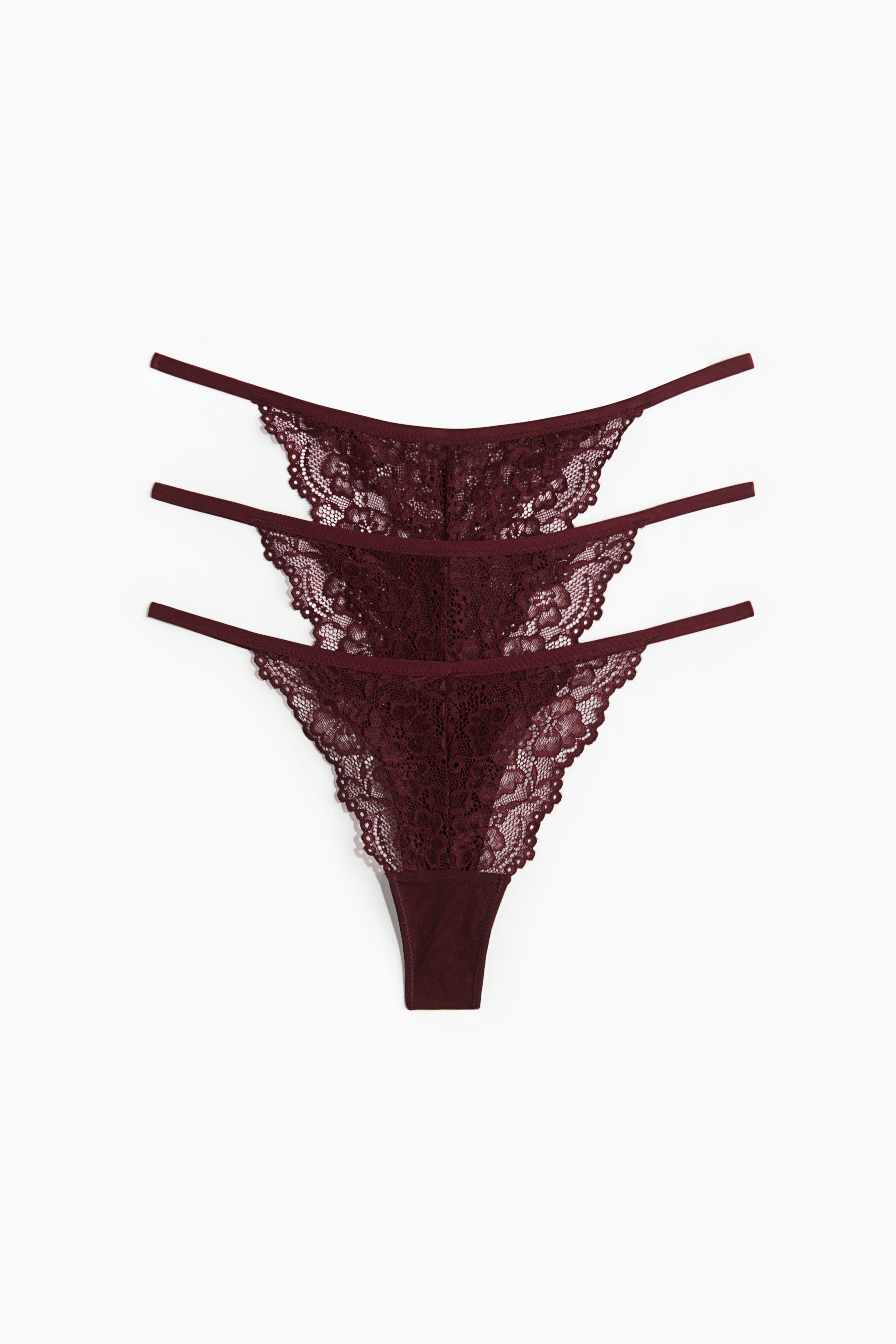 Lot de 3 culottes ficelles Tanga en dentelle