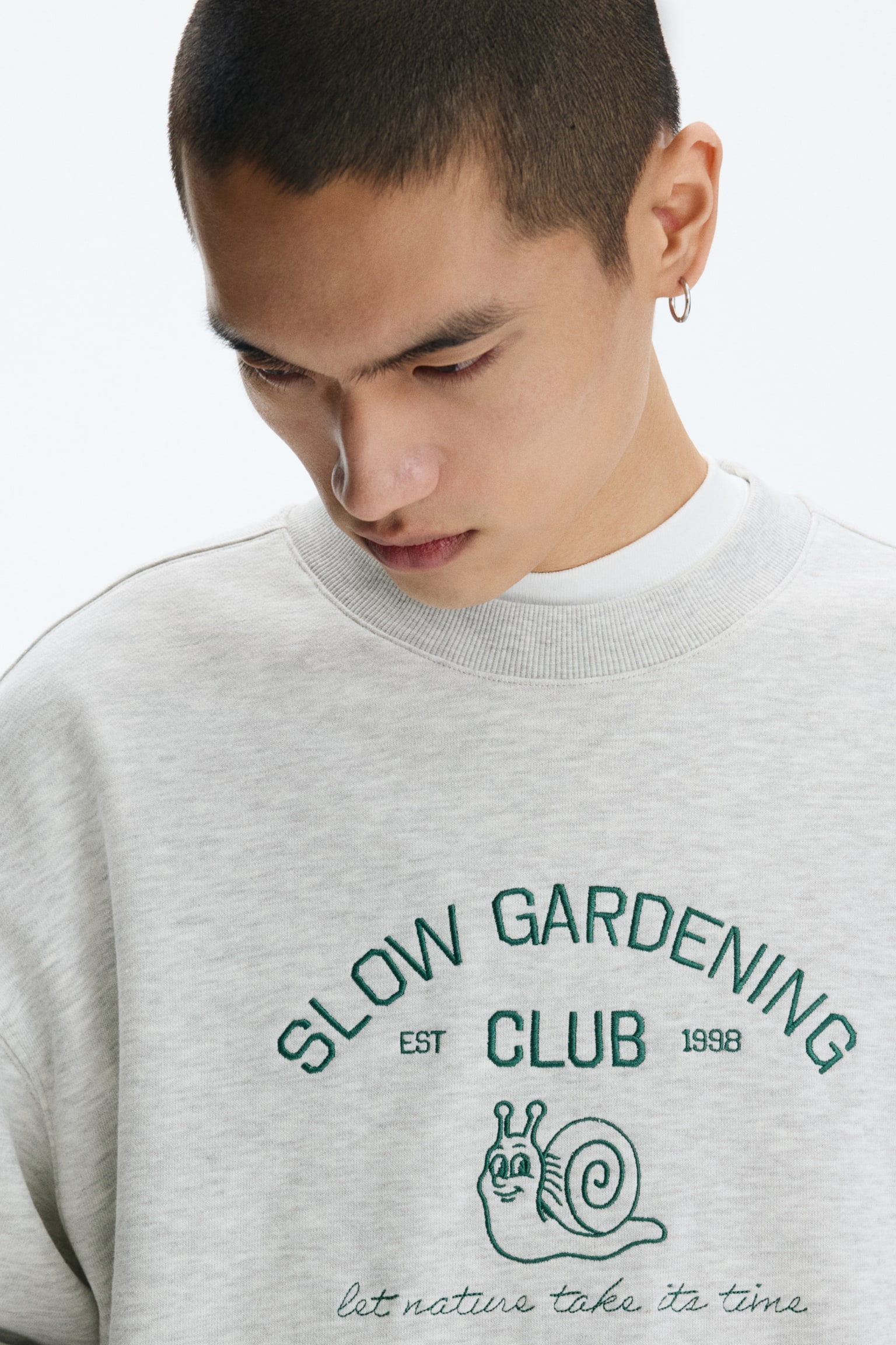Oversized Fit Printed sweatshirt - Light grey marl/Slow Gardening - 3