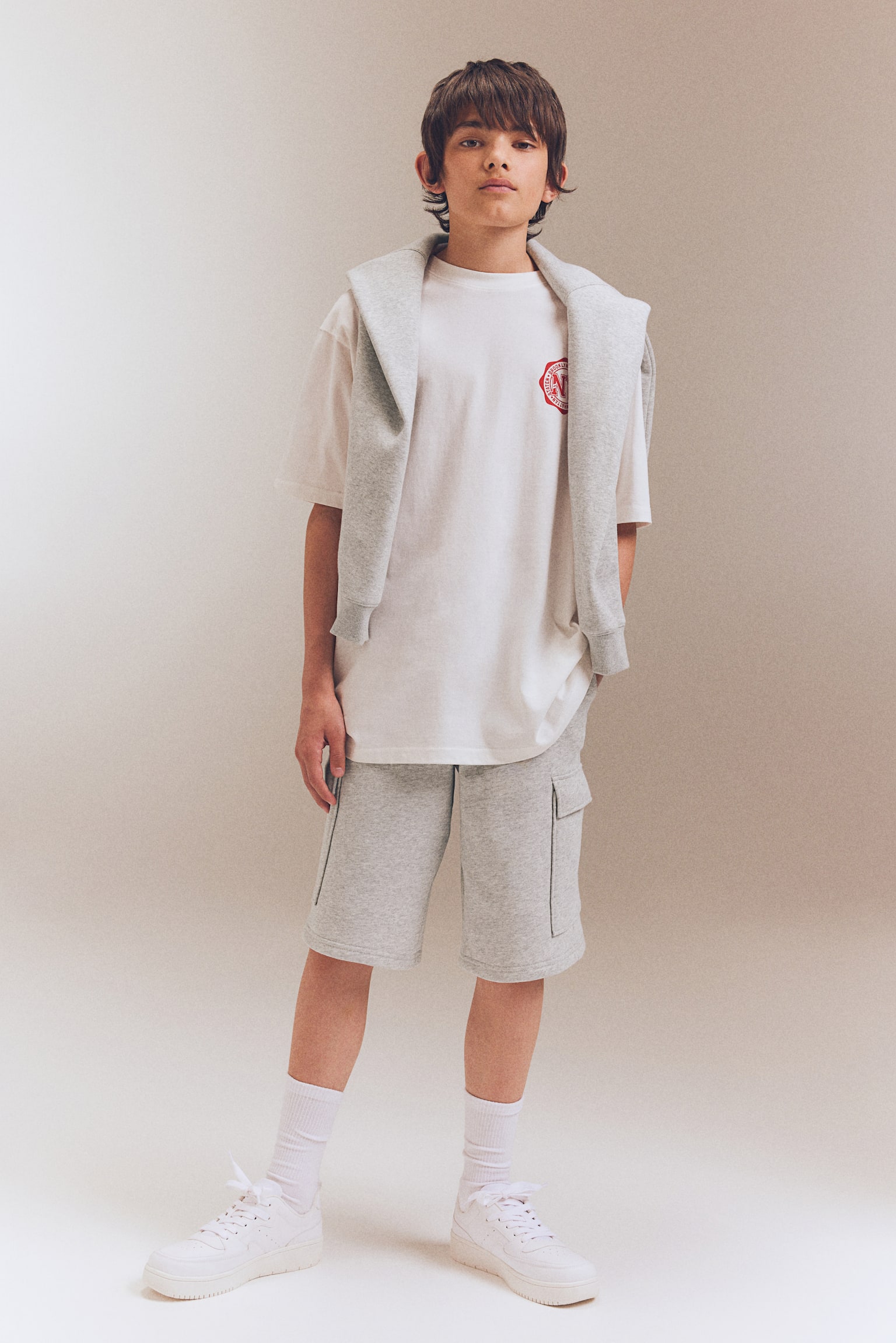 Cargo sweatshorts - Light grey marl - 2