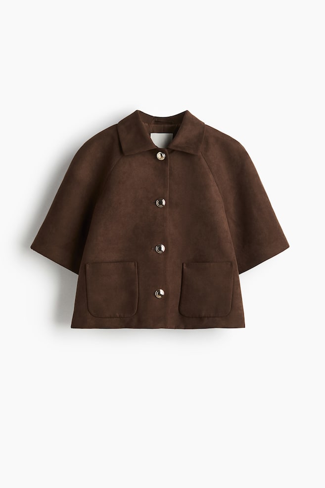 Short-sleeved jacket - Dark brown/White/Navy blue/Striped/White/Striped/Navy blue - 1