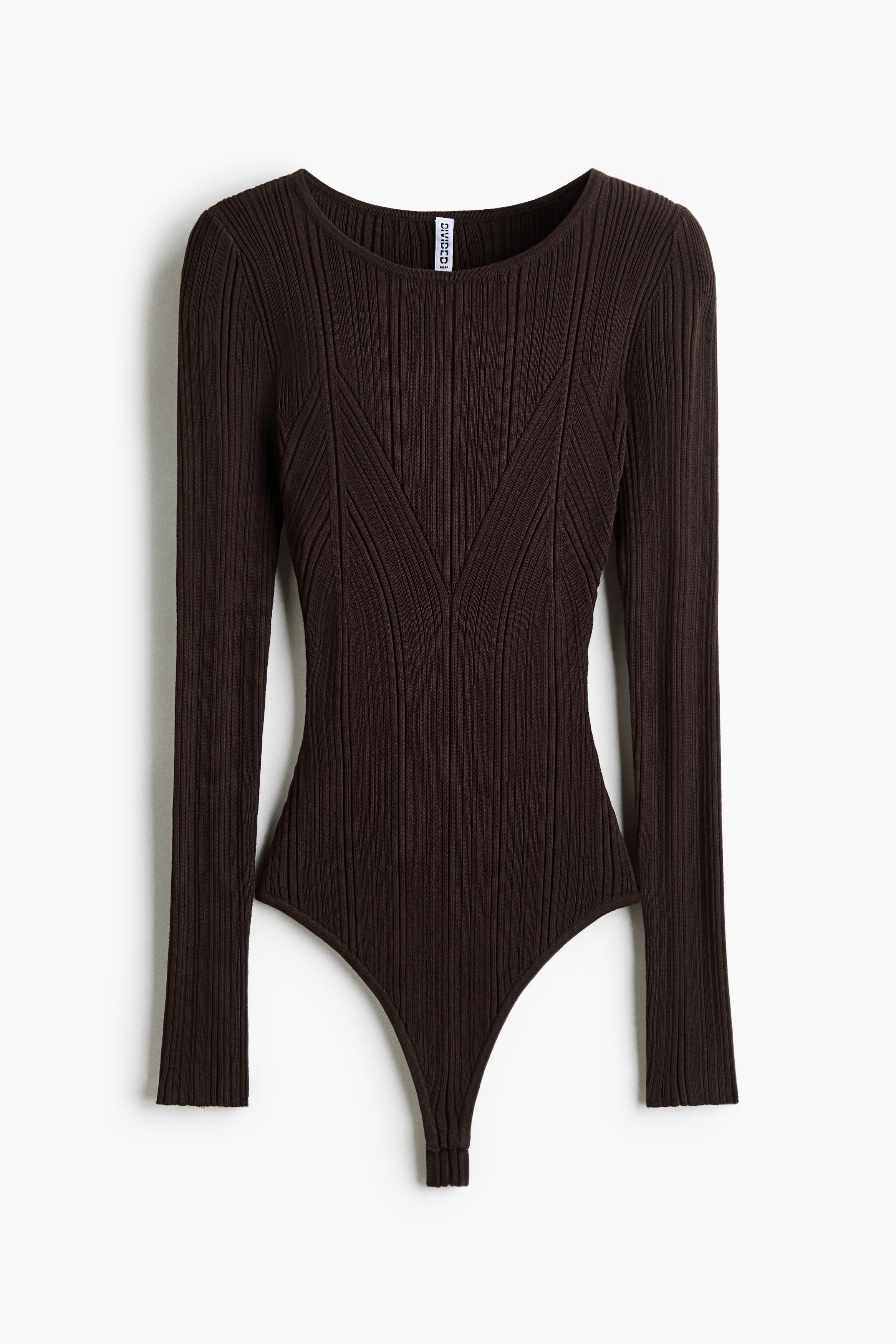 Viscose-blend thong body - Dark brown/Cream