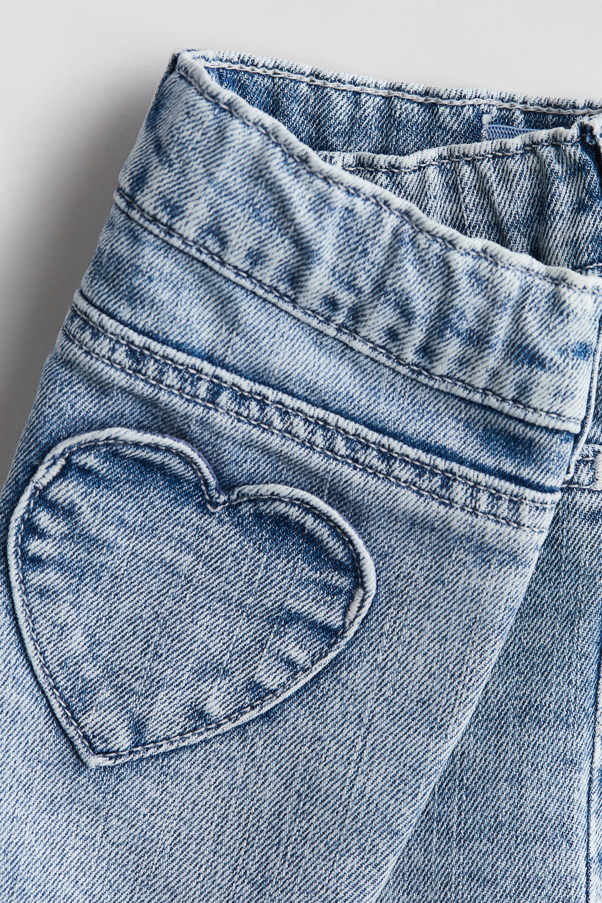 Heart stitch denim light blue Mサイズ andmary Heart stitch denim