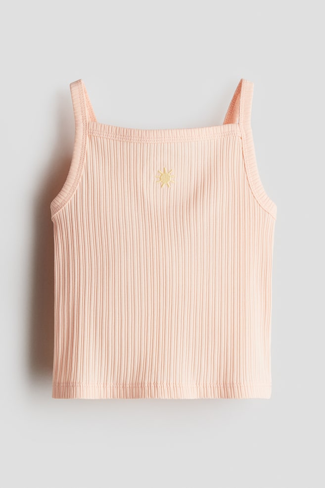 Embroidery-detail strappy top - Light apricot/Sun - 1