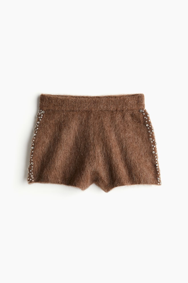 Rhinestone-embellished mini shorts - Brown - 1
