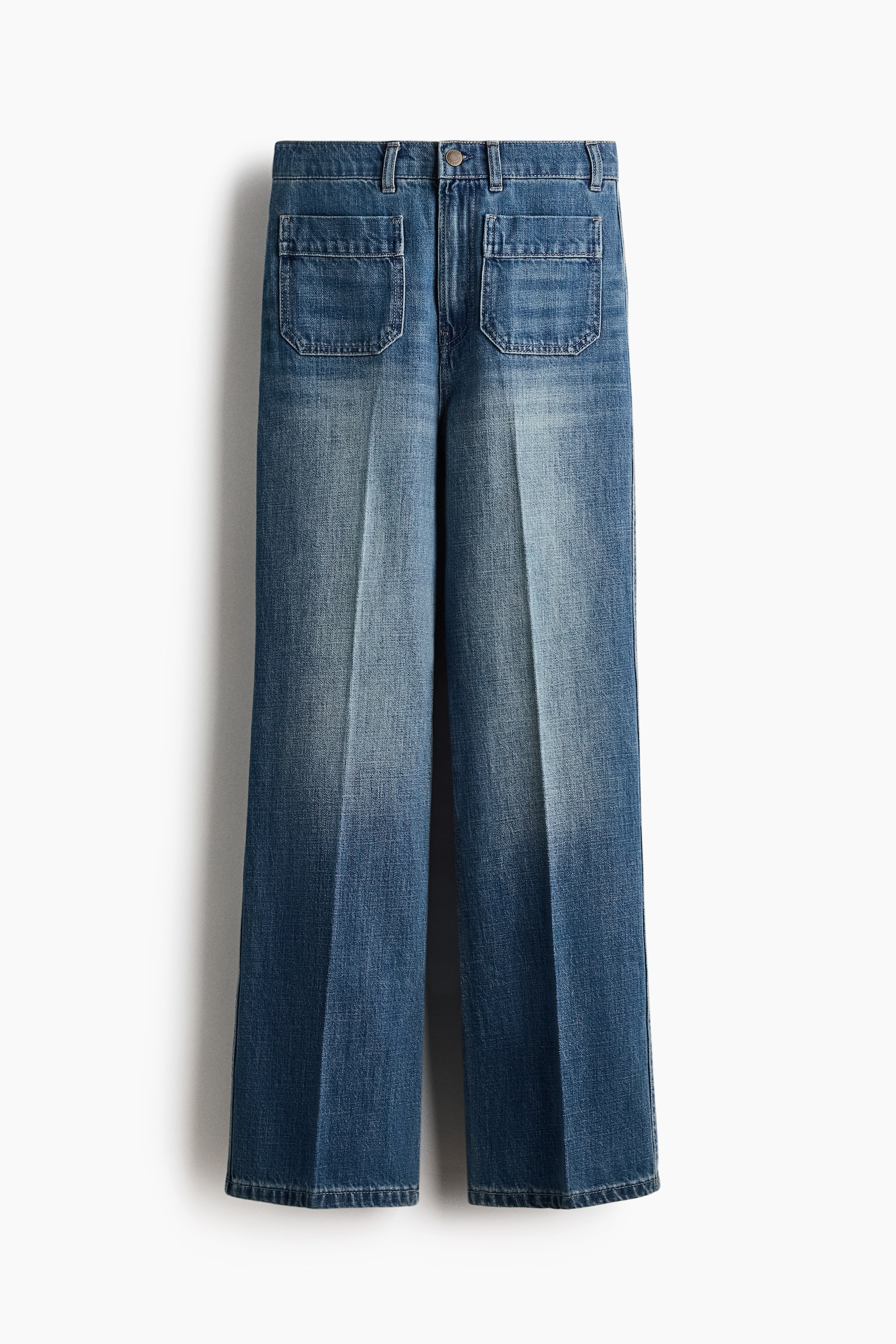 Straight High Waist Jeans - כחול ג'ינס - 2