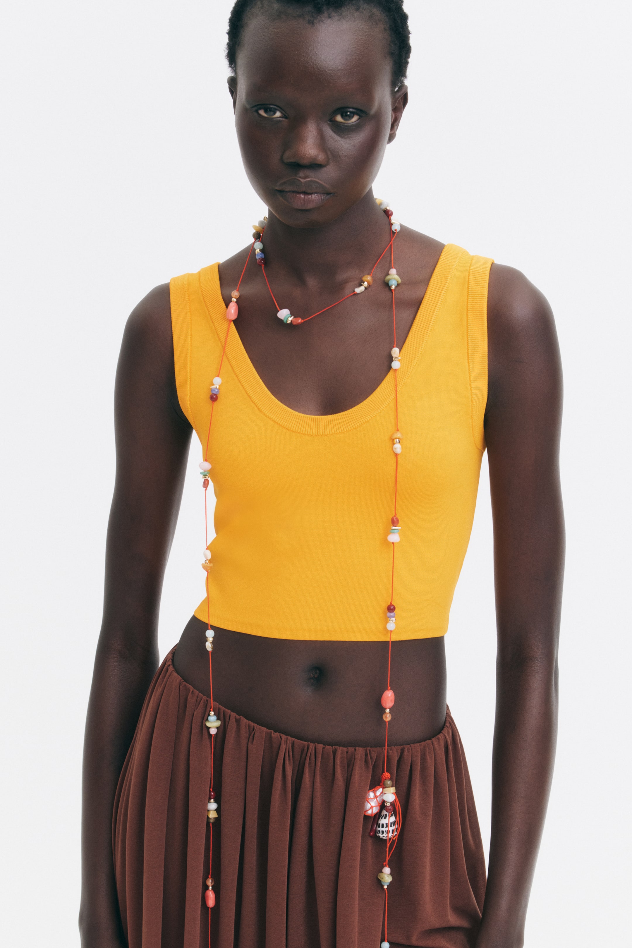 Cropped Fine-Knit Tank Top