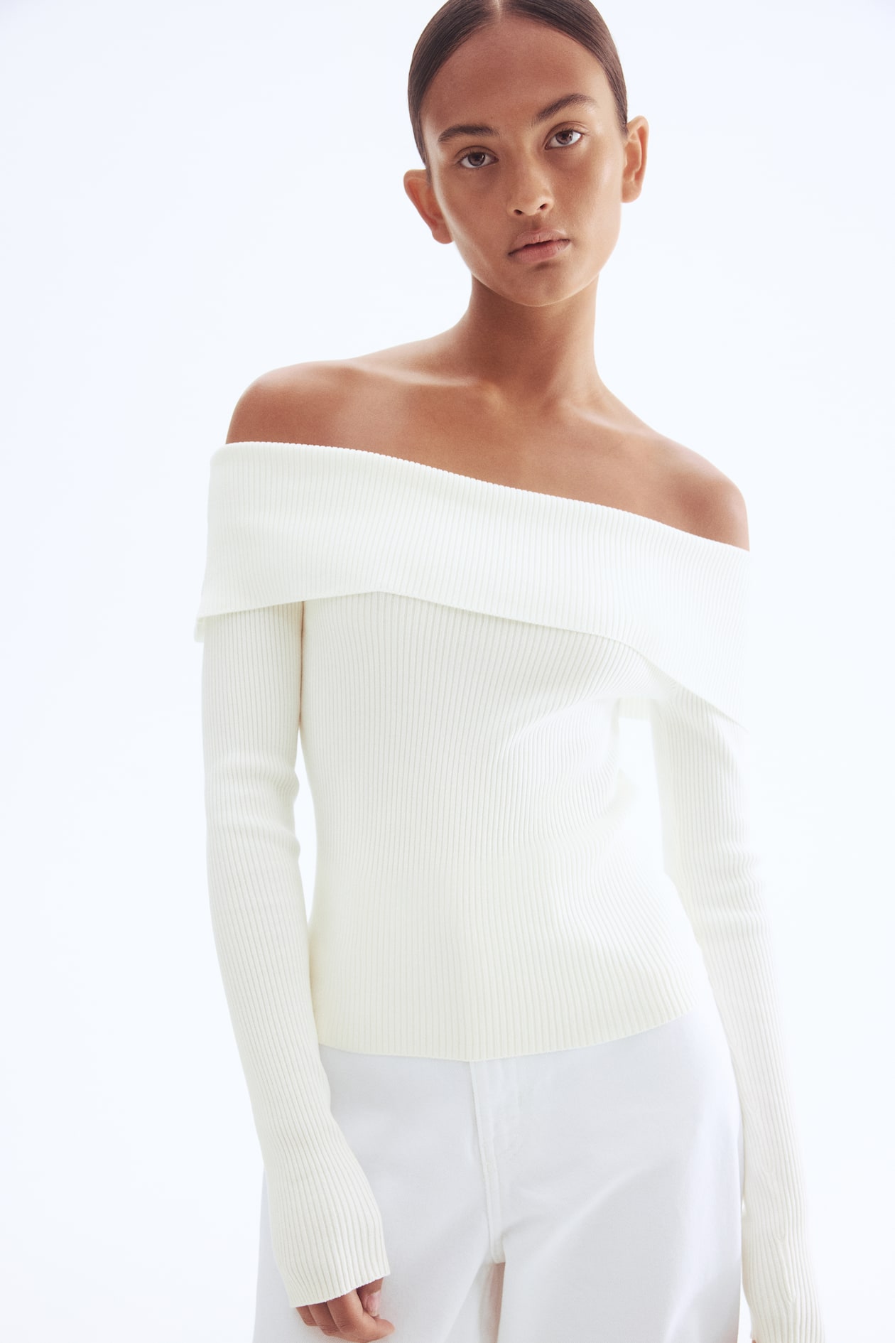 Rib-knit Off-the-shoulder Top - image 2