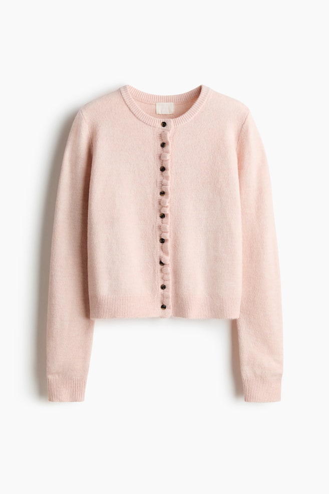 Cardigan cu volănașe - Roz-deschis/Crem/Gri-melanj/Negru - 1