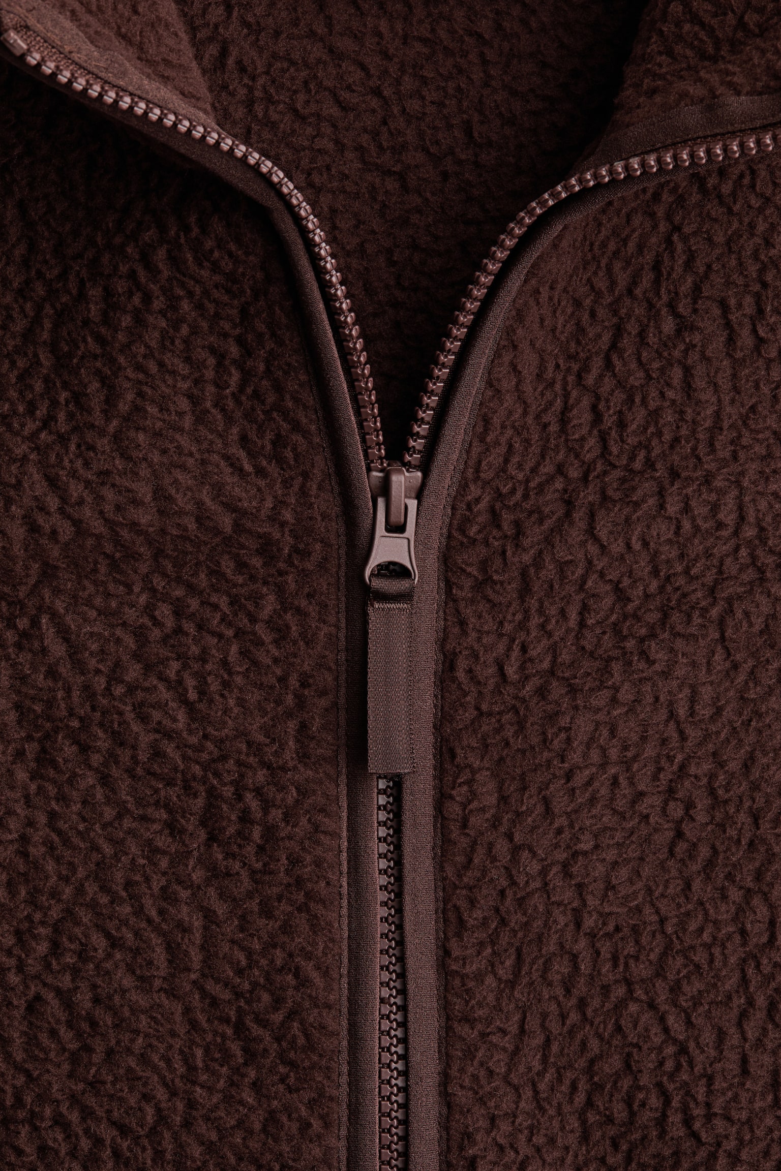 Regular Fit Teddy sports gilet - Warm brown/Ivory - 3